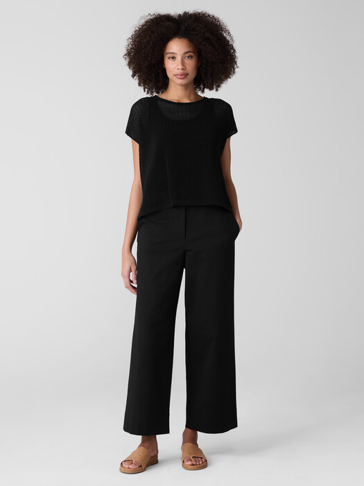 Stretch Cotton Twill Wide-Leg Trouser Pant