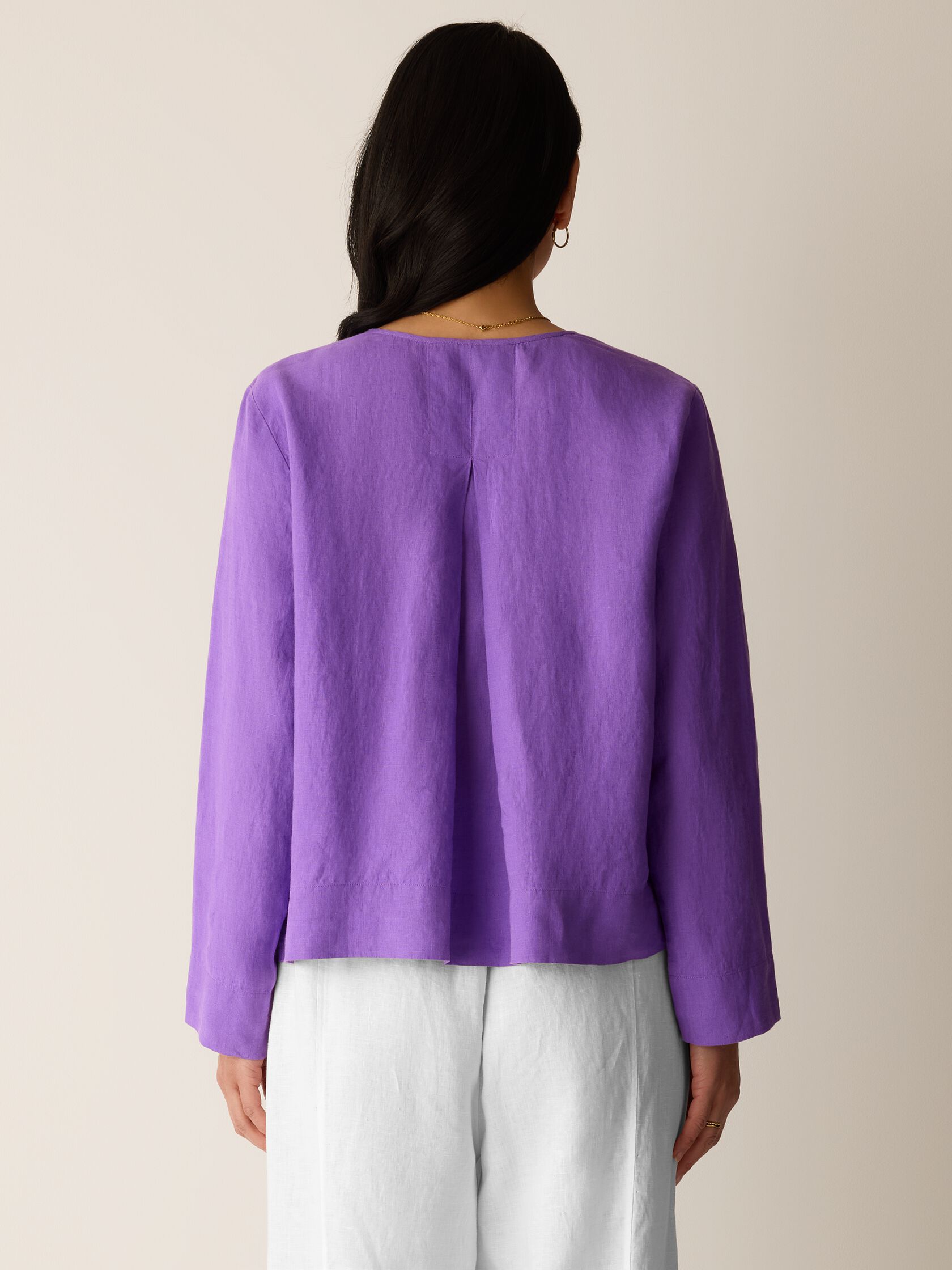 Organic Handkerchief Linen Split Neck Top