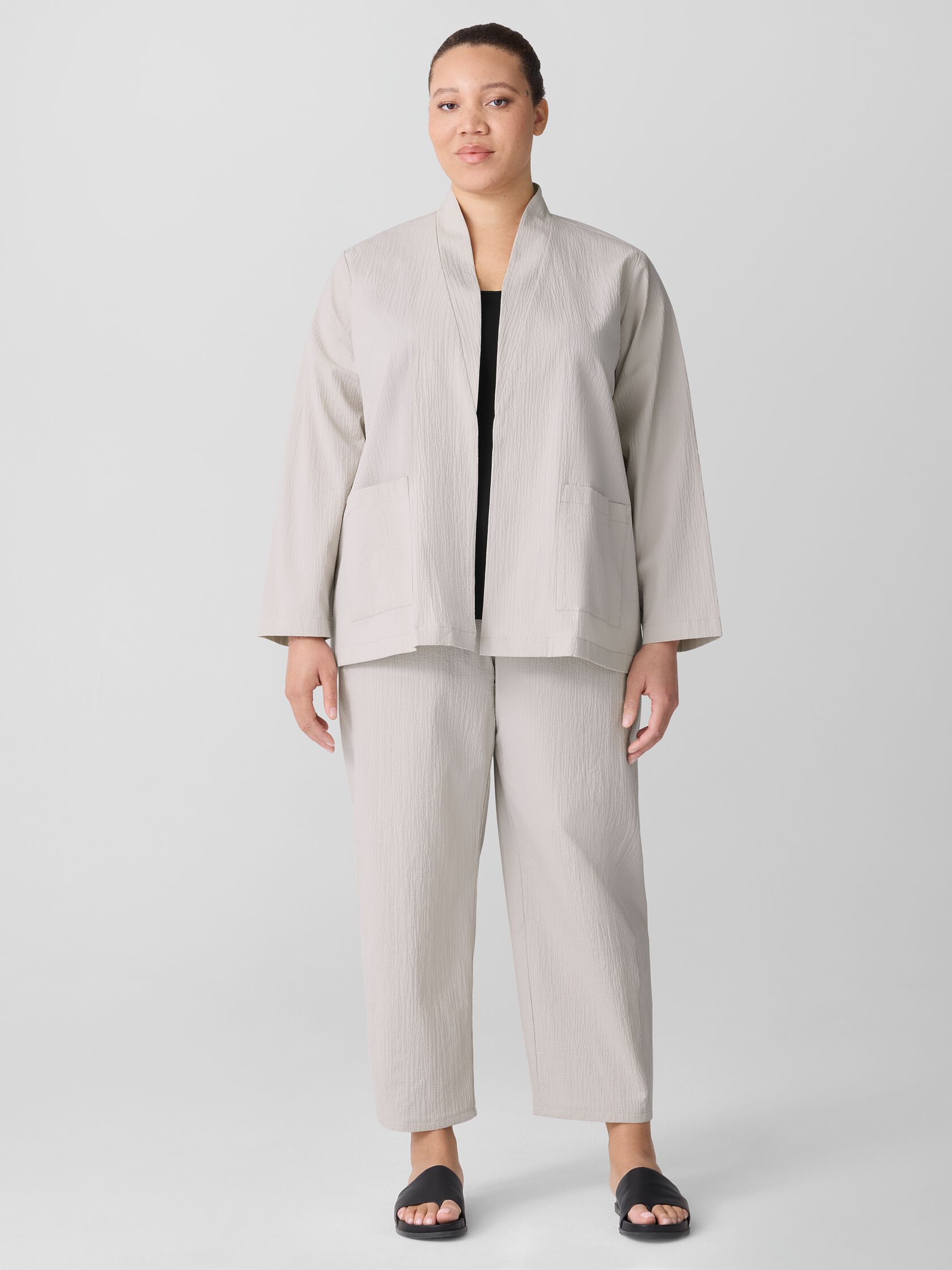 Organic Cotton Pucker High Collar Jacket