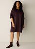 Textured Satin Round Neck Dolman-Sleeve Dress