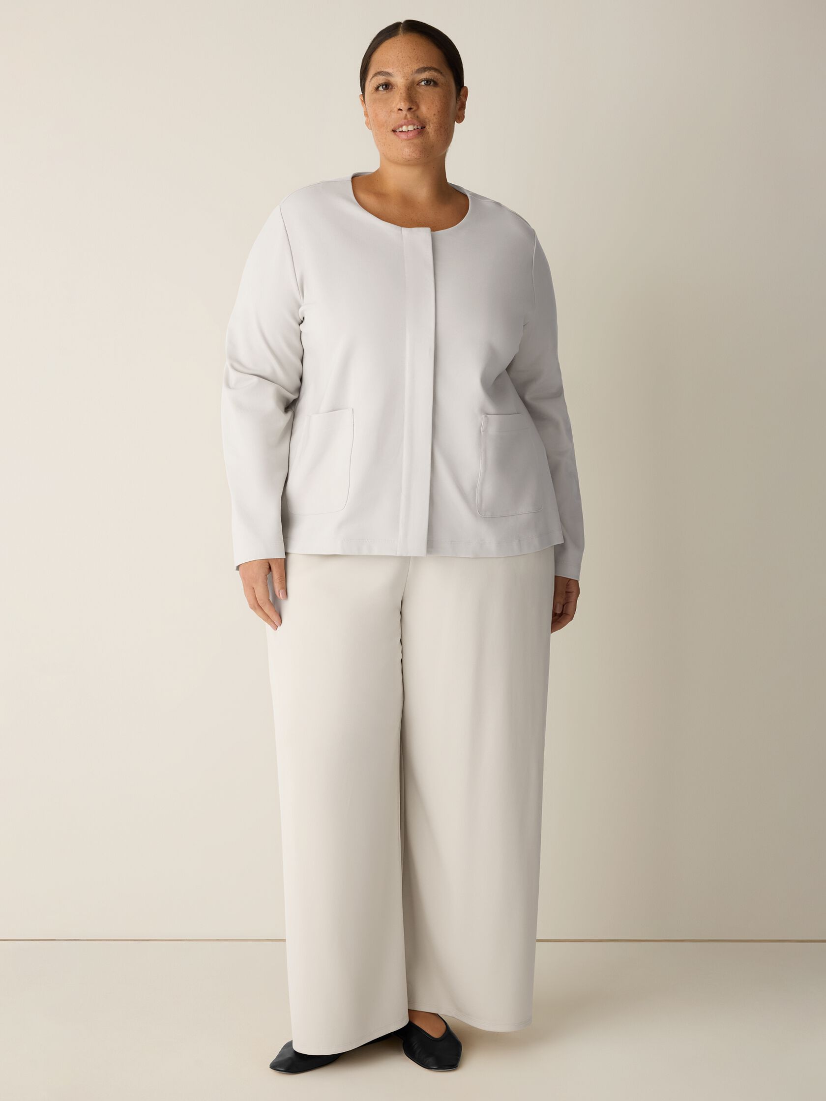 Washable Flex Ponte Round Neck Jacket