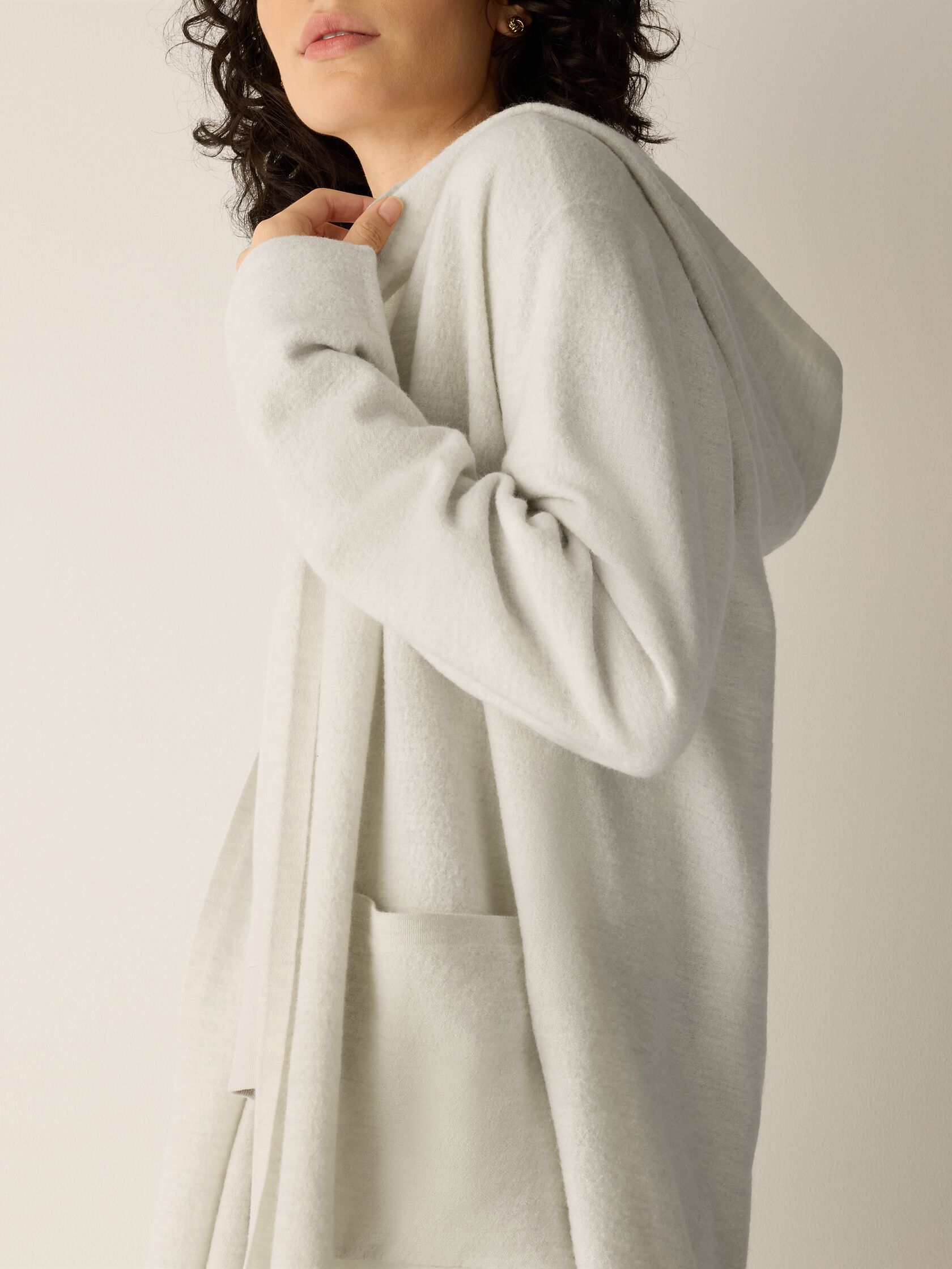 Fine Felted Wool Hooded Cardigan in Regenerative Wool