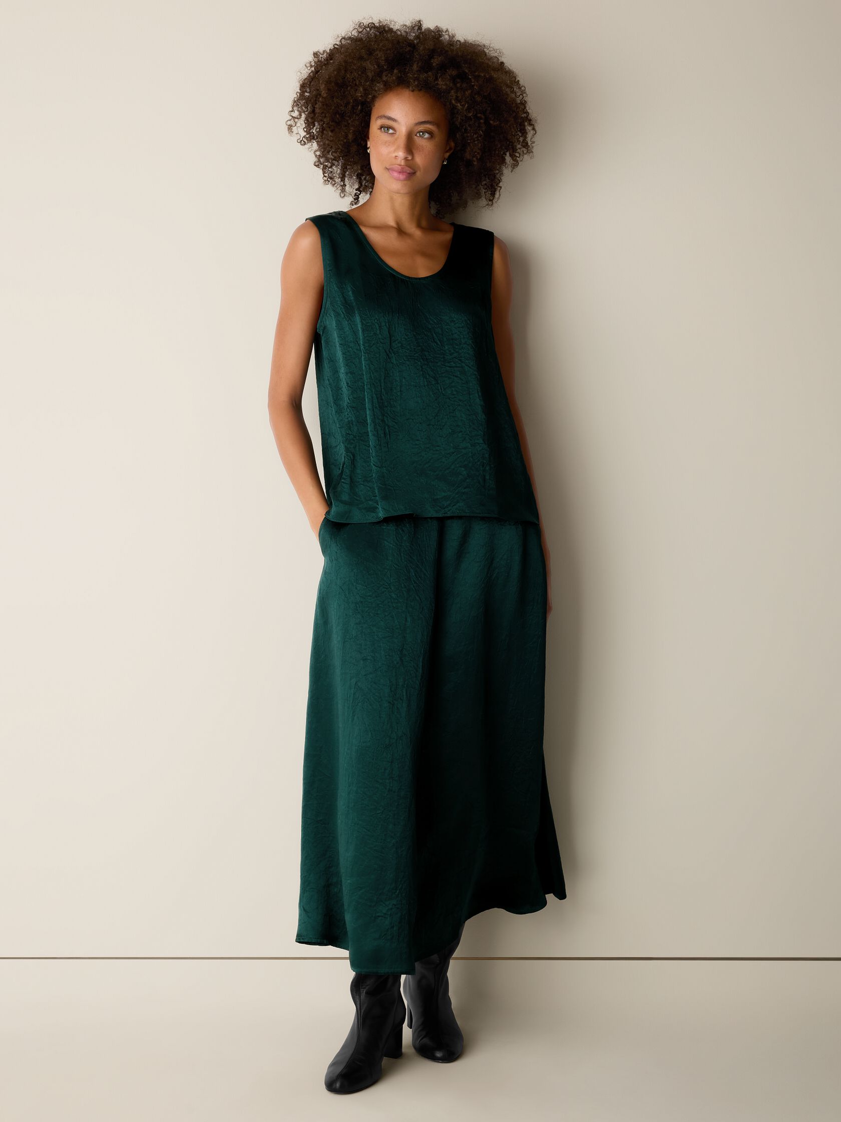 Textured Satin Half-Circle Skirt