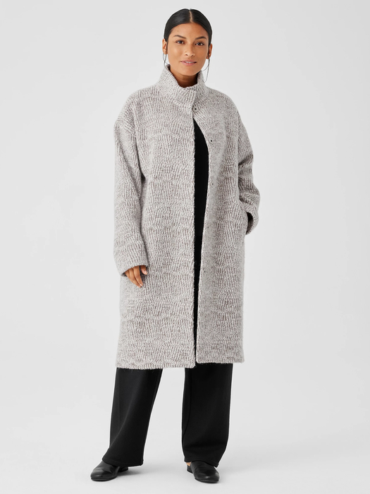 Alpaca Jacquard Stand Collar Coat