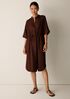 Silk Twill Band Collar Shirtdress