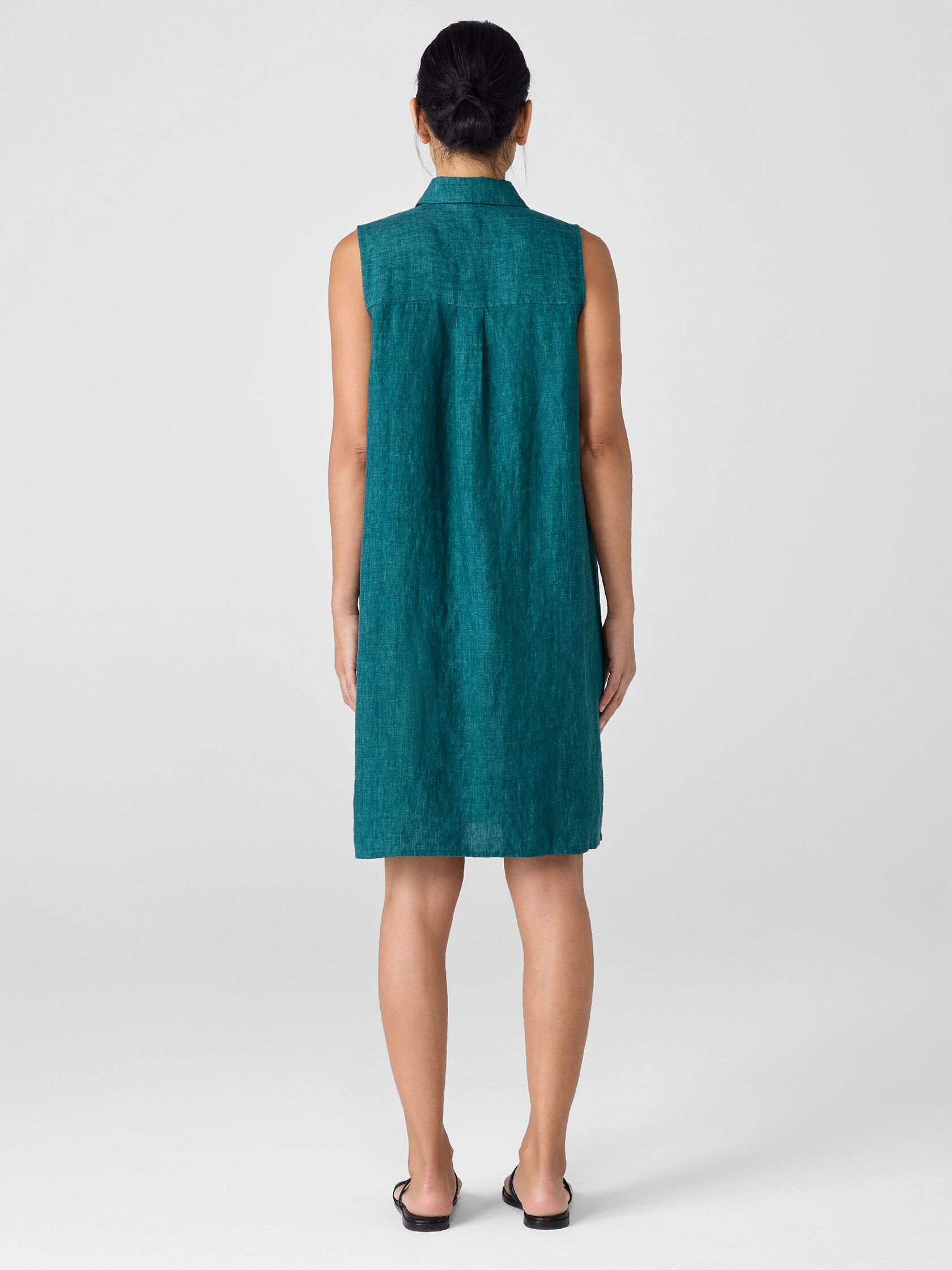 Washed Organic Linen Délavé Sleeveless Shirtdress