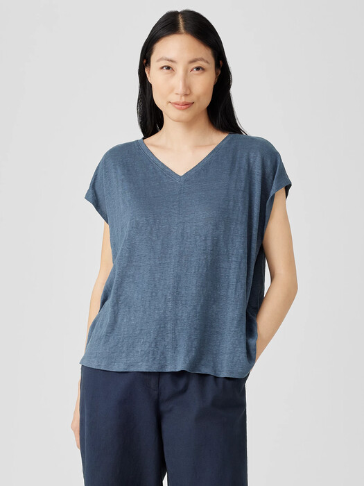 Organic Linen Jersey V-Neck Tee