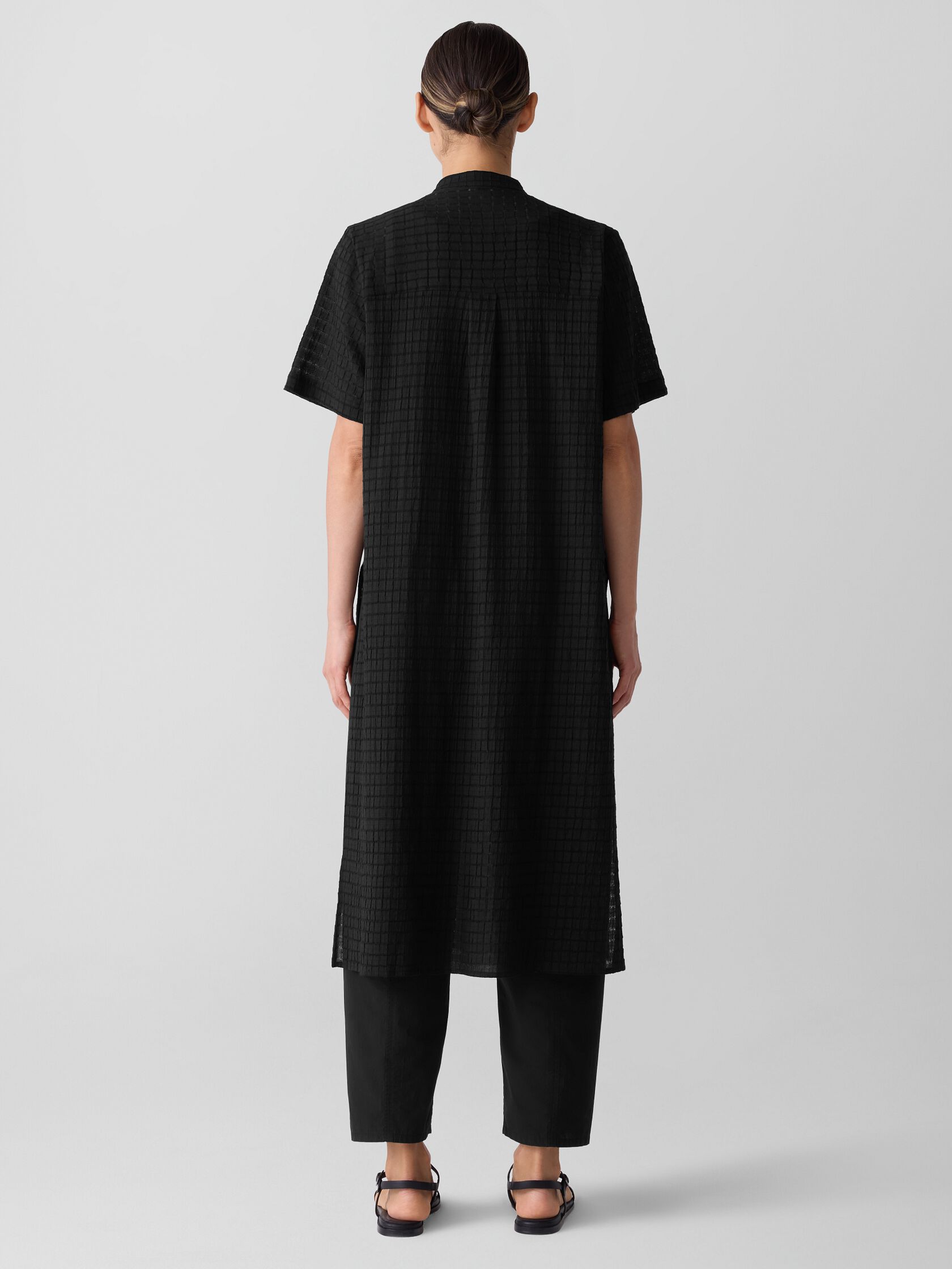 Organic Cotton Voile Box Band Collar Shirt