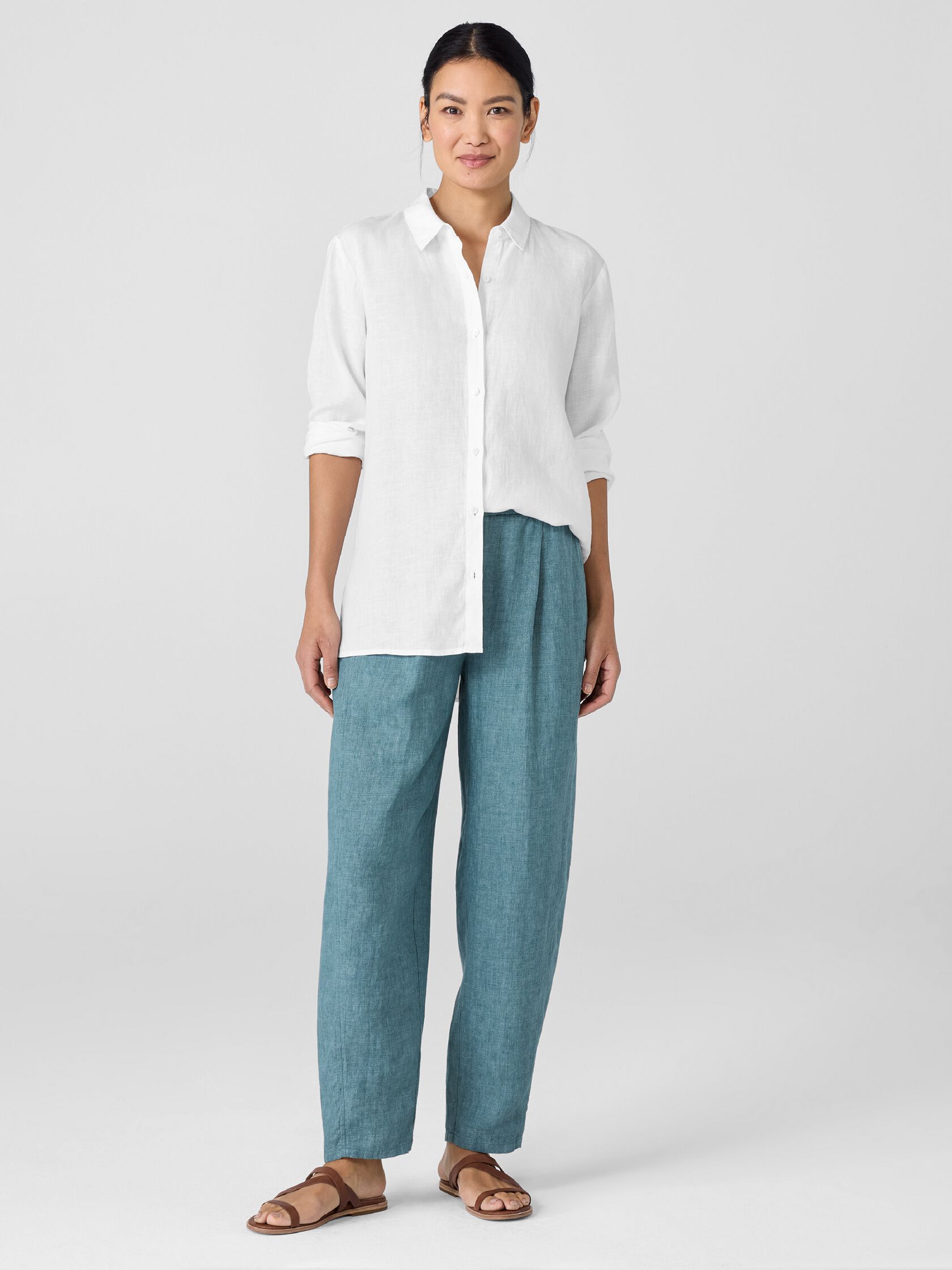 Washed Organic Linen Délavé Lantern Pant