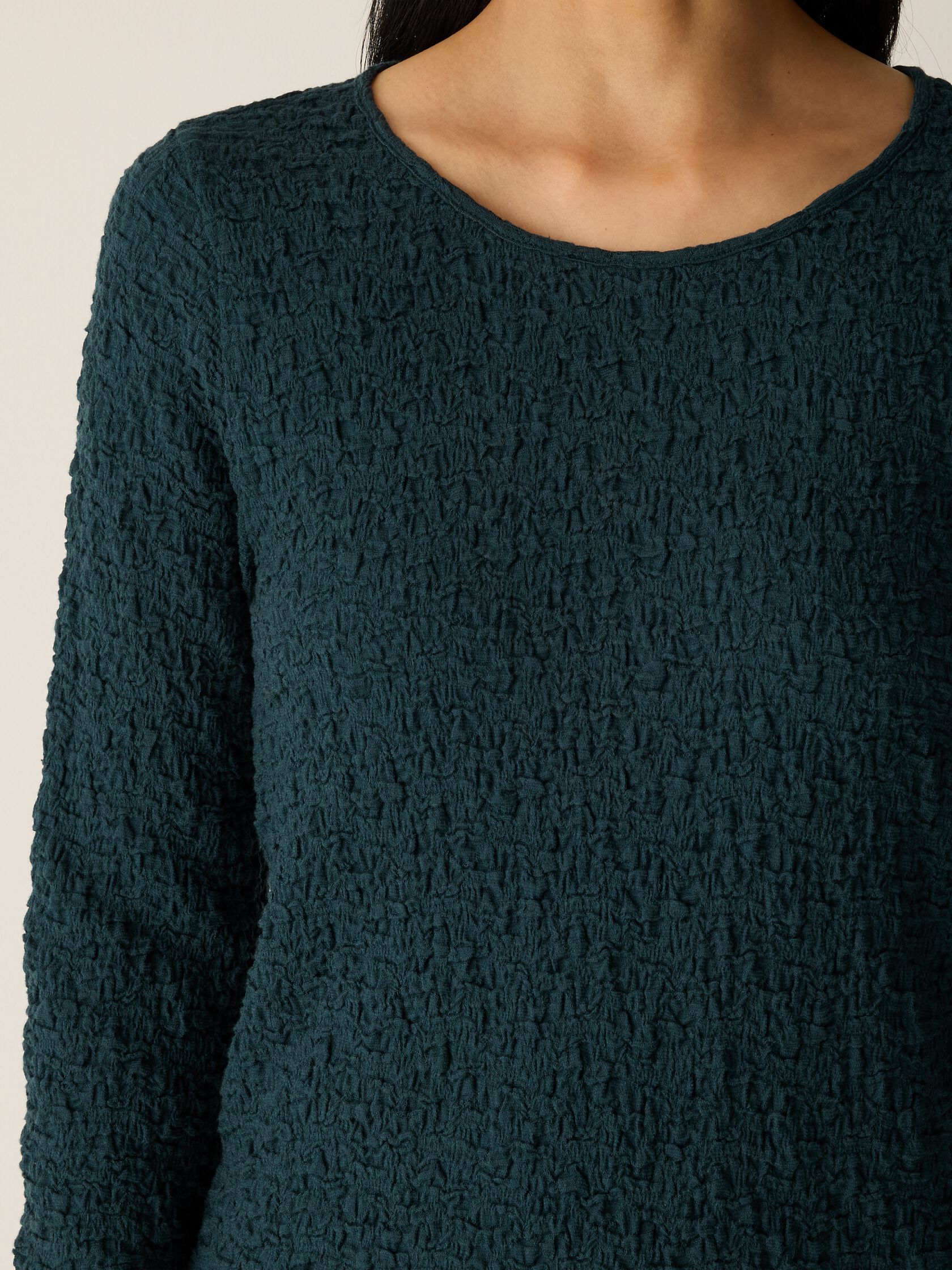 Bubble Jacquard Round Neck Top