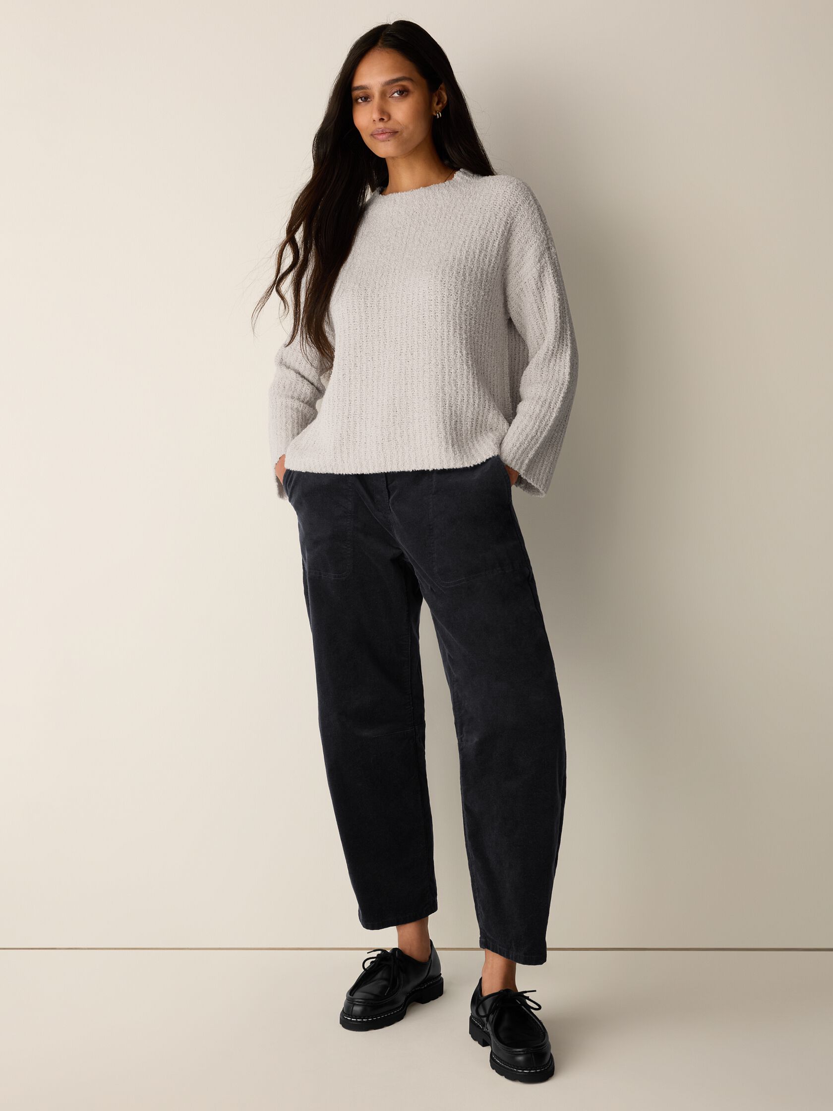 Organic Cotton Fluff Funnel Neck Top