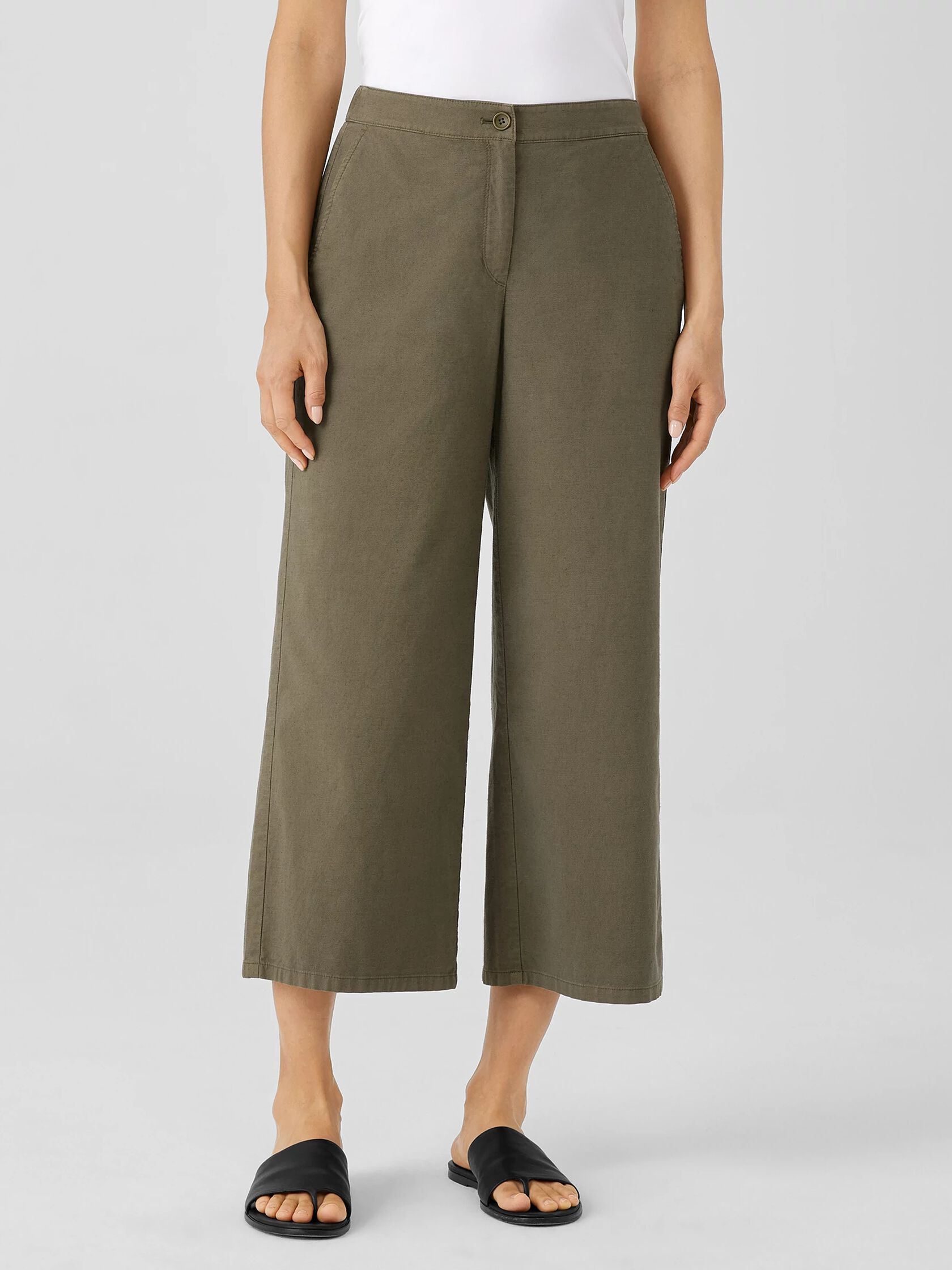 Cotton Hemp Stretch Wide-Leg Pant