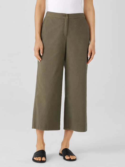 Cotton Hemp Stretch Wide-Leg Pant