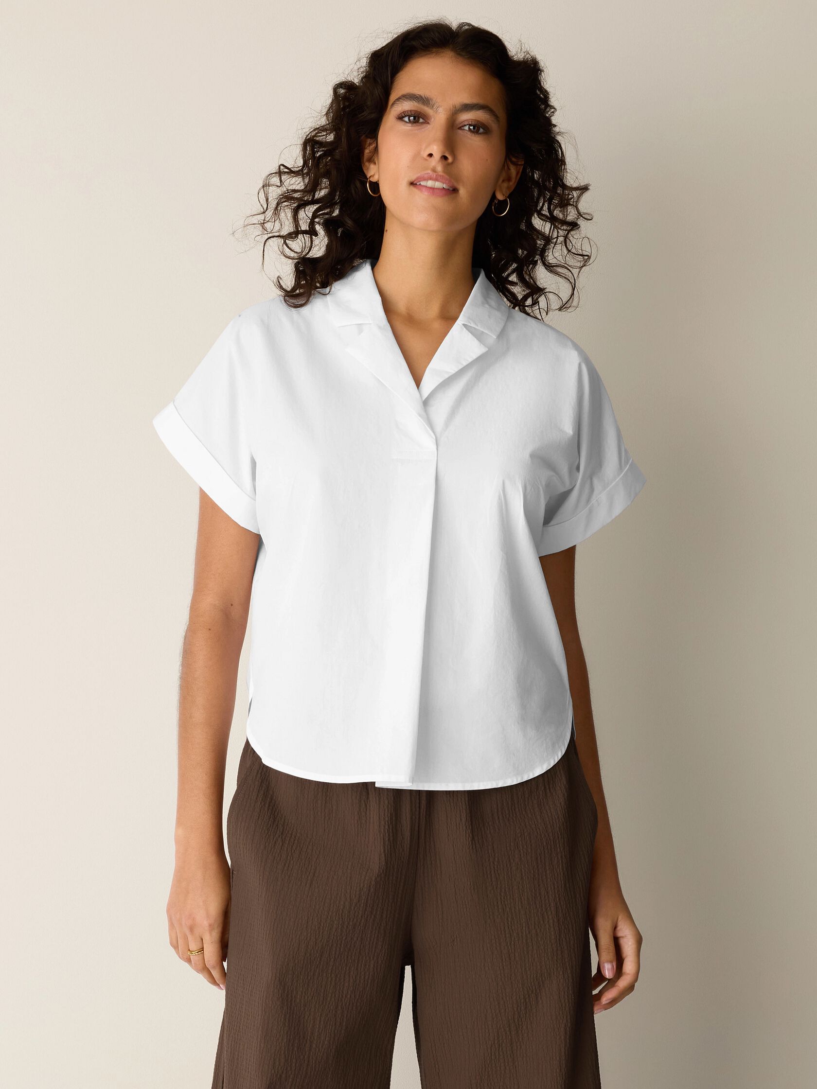 Organic Cotton Poplin Notch Collar Shirt