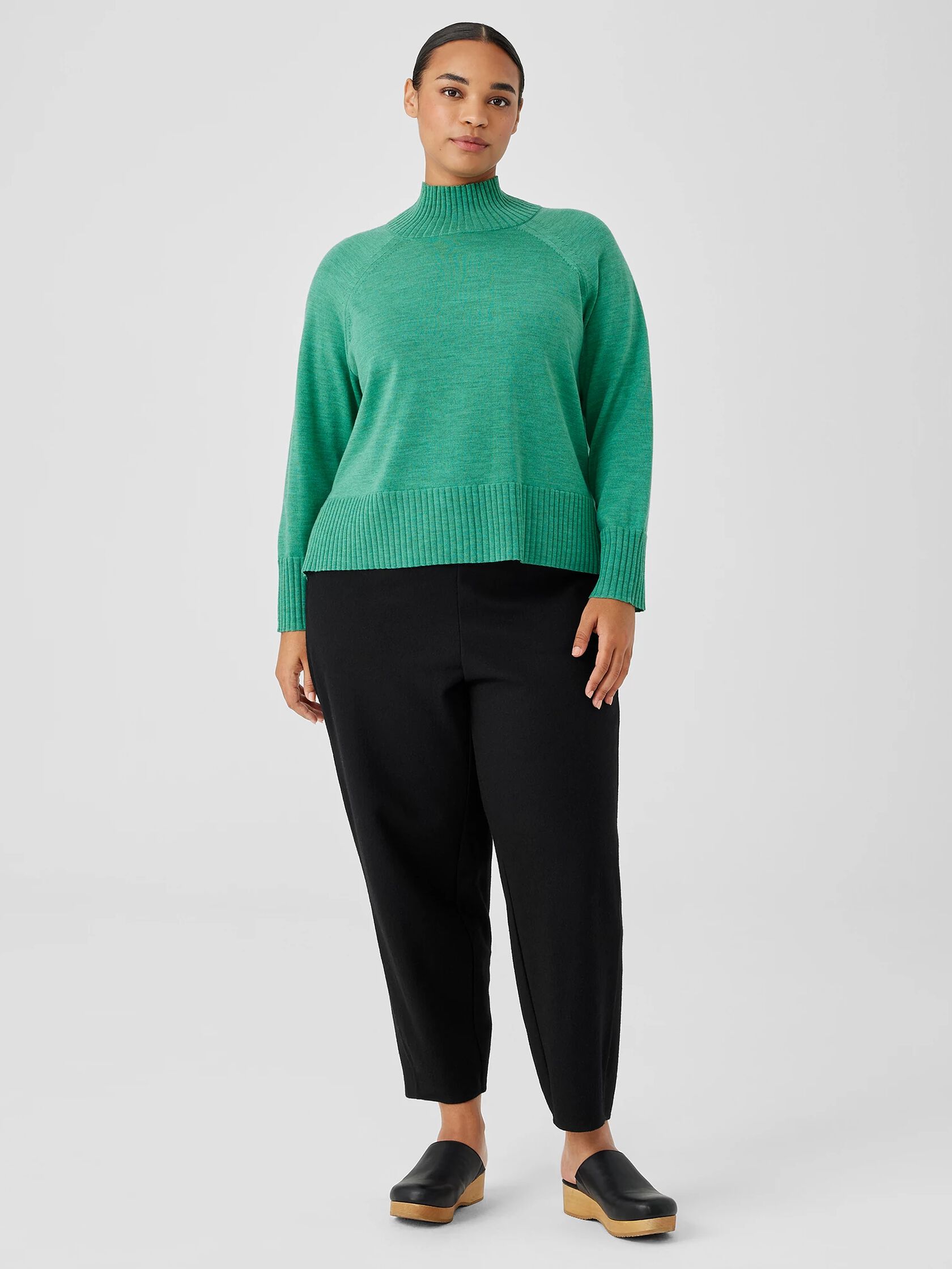 Merino Jersey Turtleneck Top in Regenerative Wool