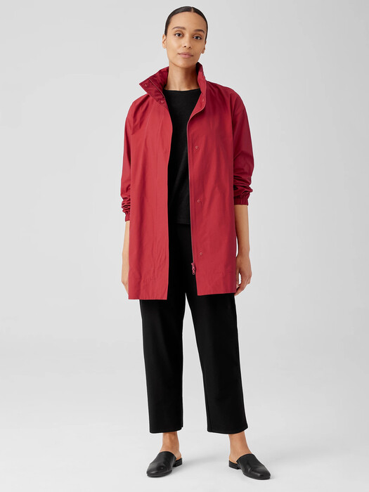 Light Cotton Nylon Stand Collar Long Coat
