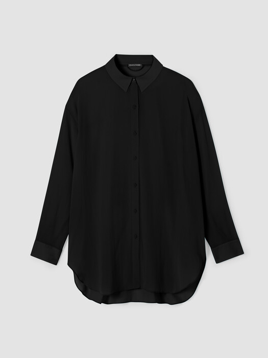 Sheer Silk Georgette Belted Shirt