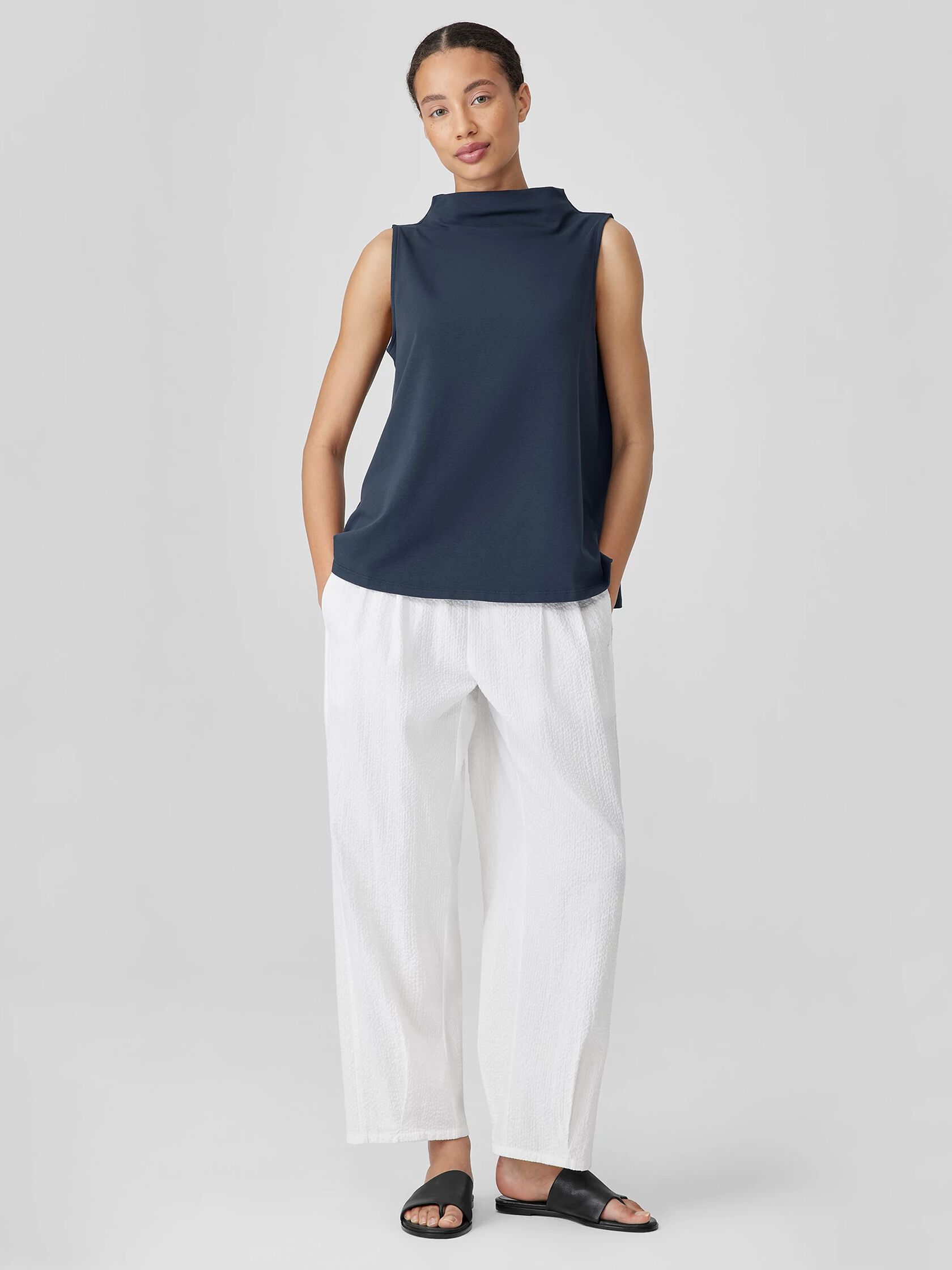 Pima Cotton Stretch Jersey Funnel Neck Tank