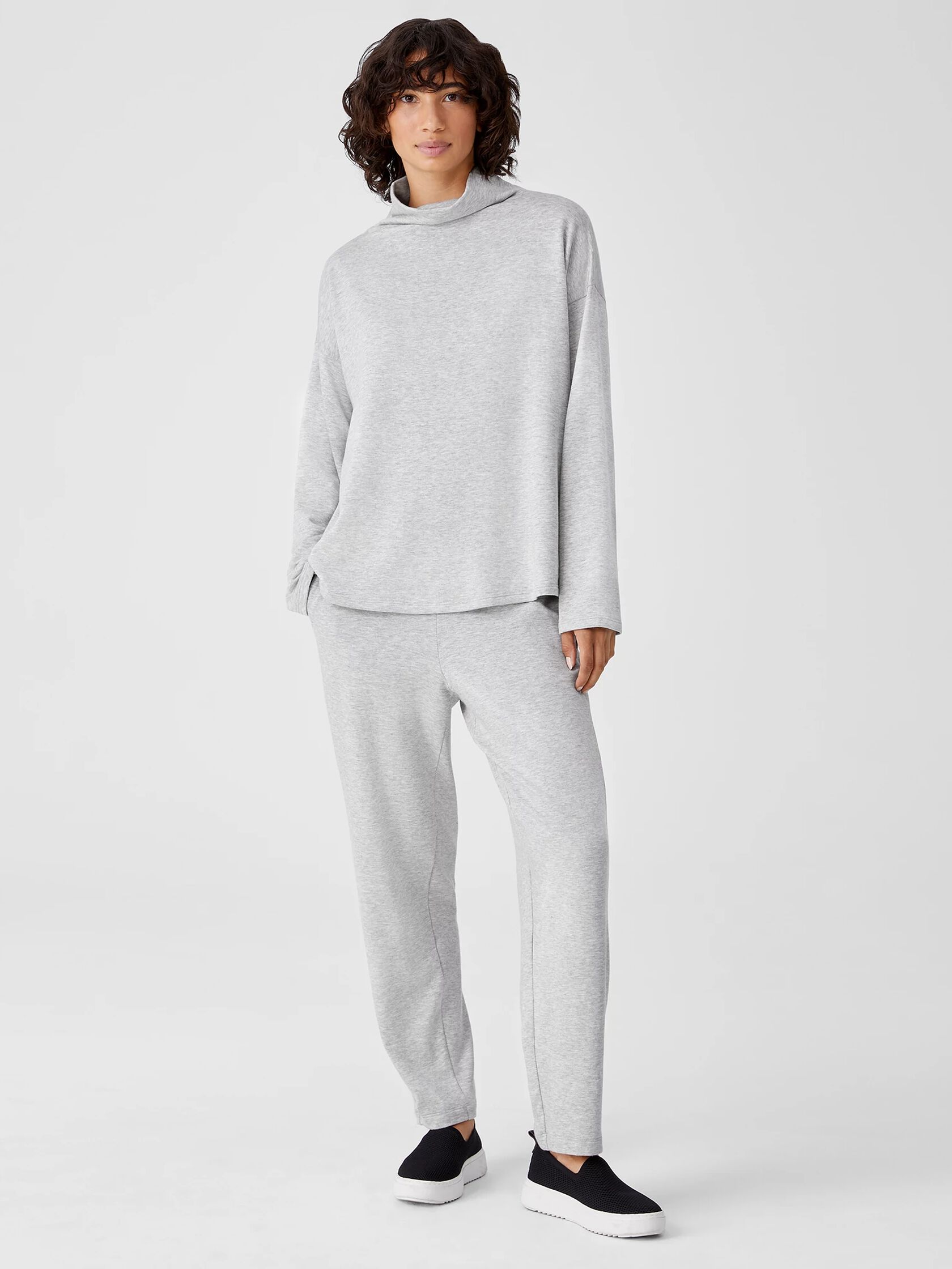Cozy Brushed Terry Funnel Neck Box-Top