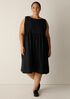 Pleated Silk Bateau Neck Dress