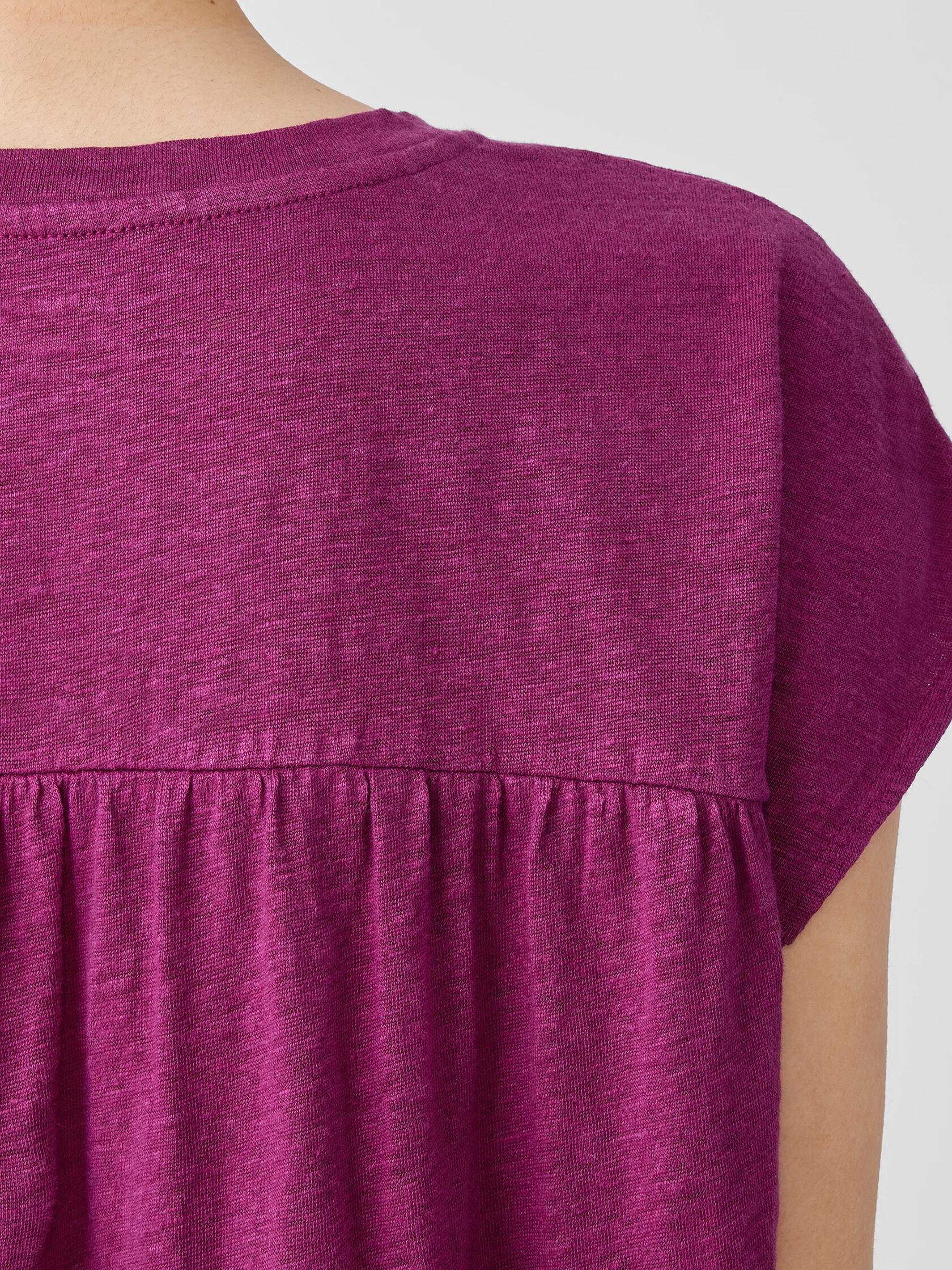 Organic Linen Jersey Shirred-Back Top