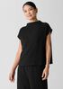 Crinkled Jersey Funnel Neck Top