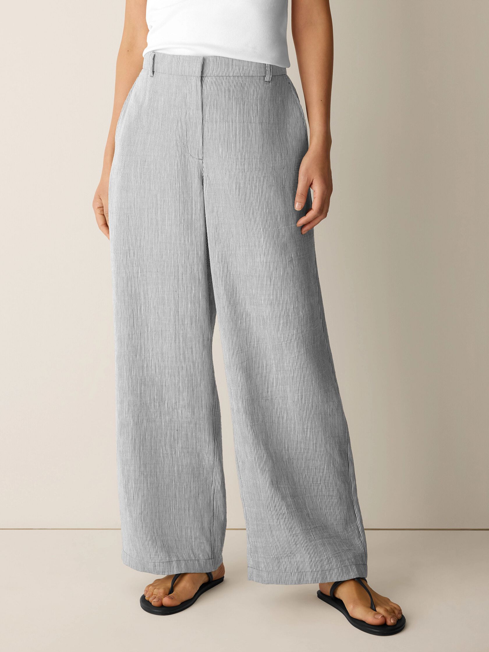 Striped Linen Sheen Full-Length Trouser