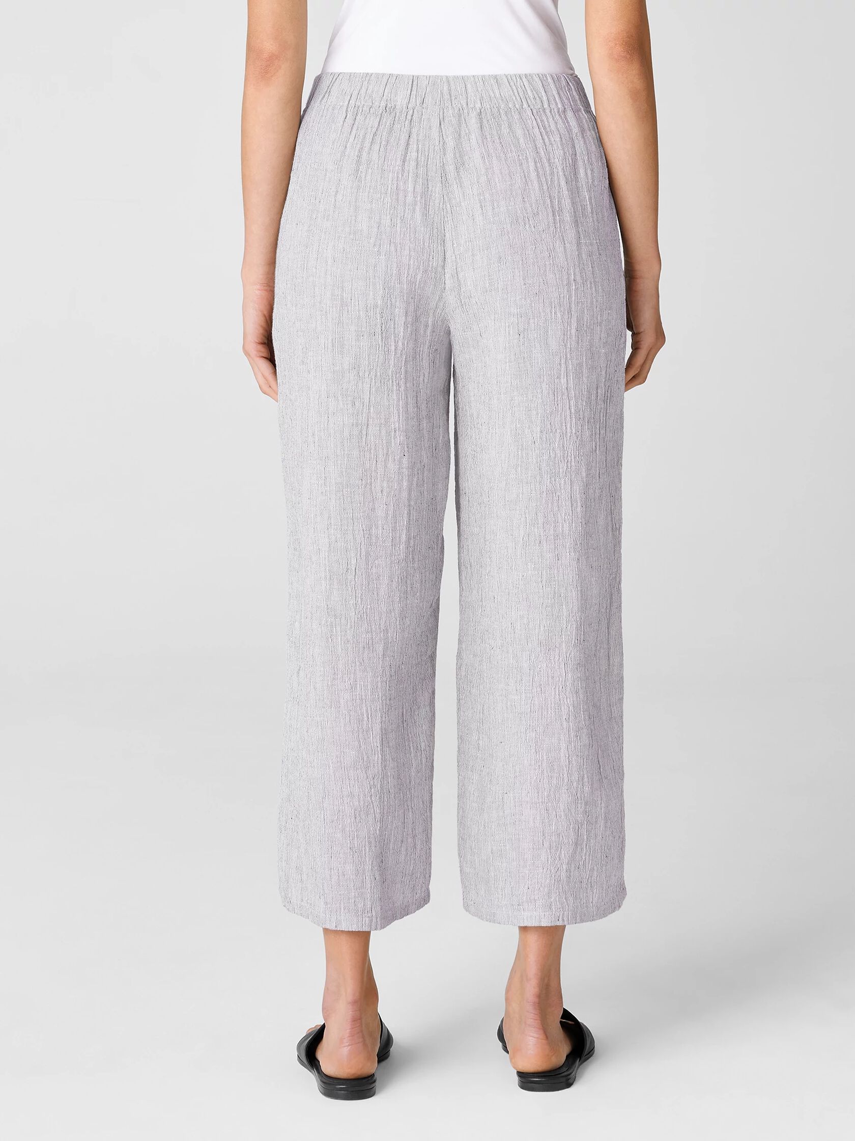 Striped Organic Linen Crinkle Wide-Leg Pant | EILEEN FISHER