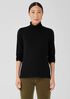 Ribbed Pima Cotton Blend Turtleneck Top