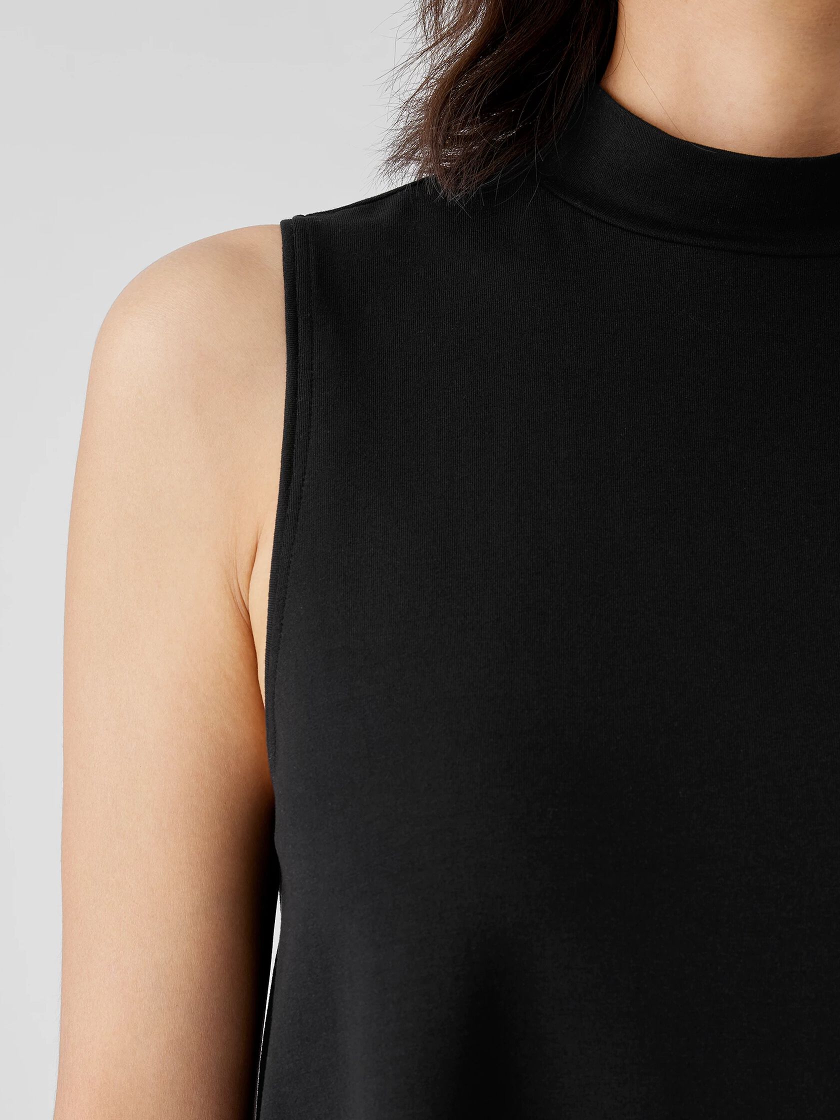 Stretch Jersey Knit Mock Neck Tank