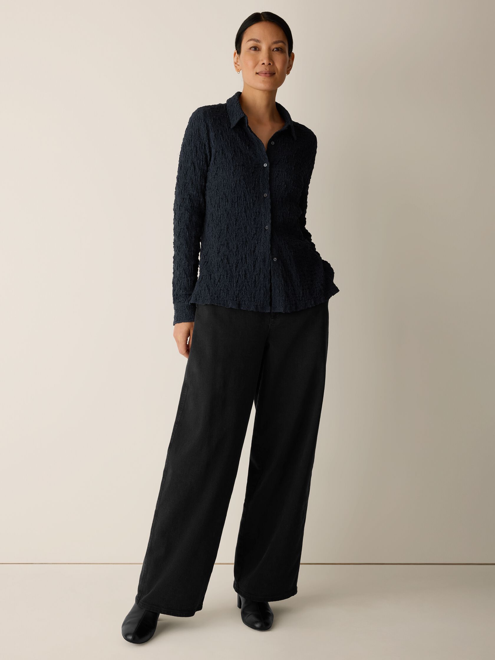 Bubble Jacquard Classic Collar Shirt