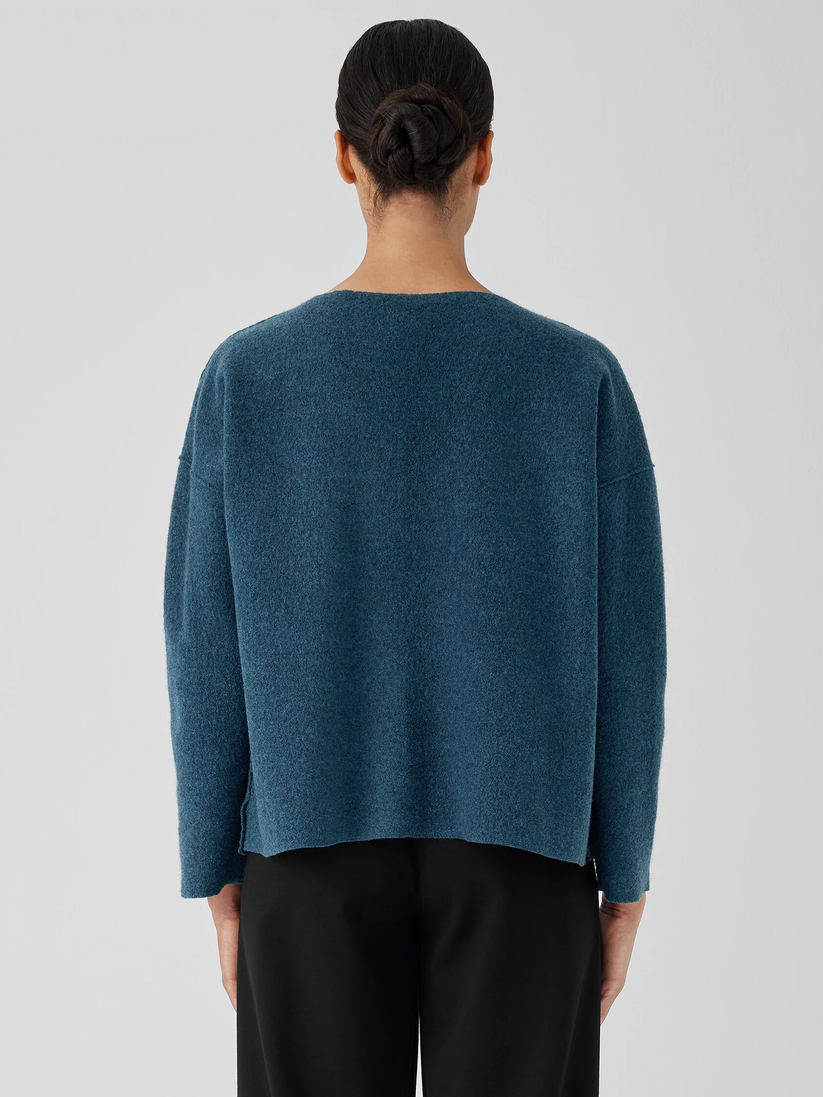 Lightweight Boiled Wool Bateau Neck Top in Regenerative Wool