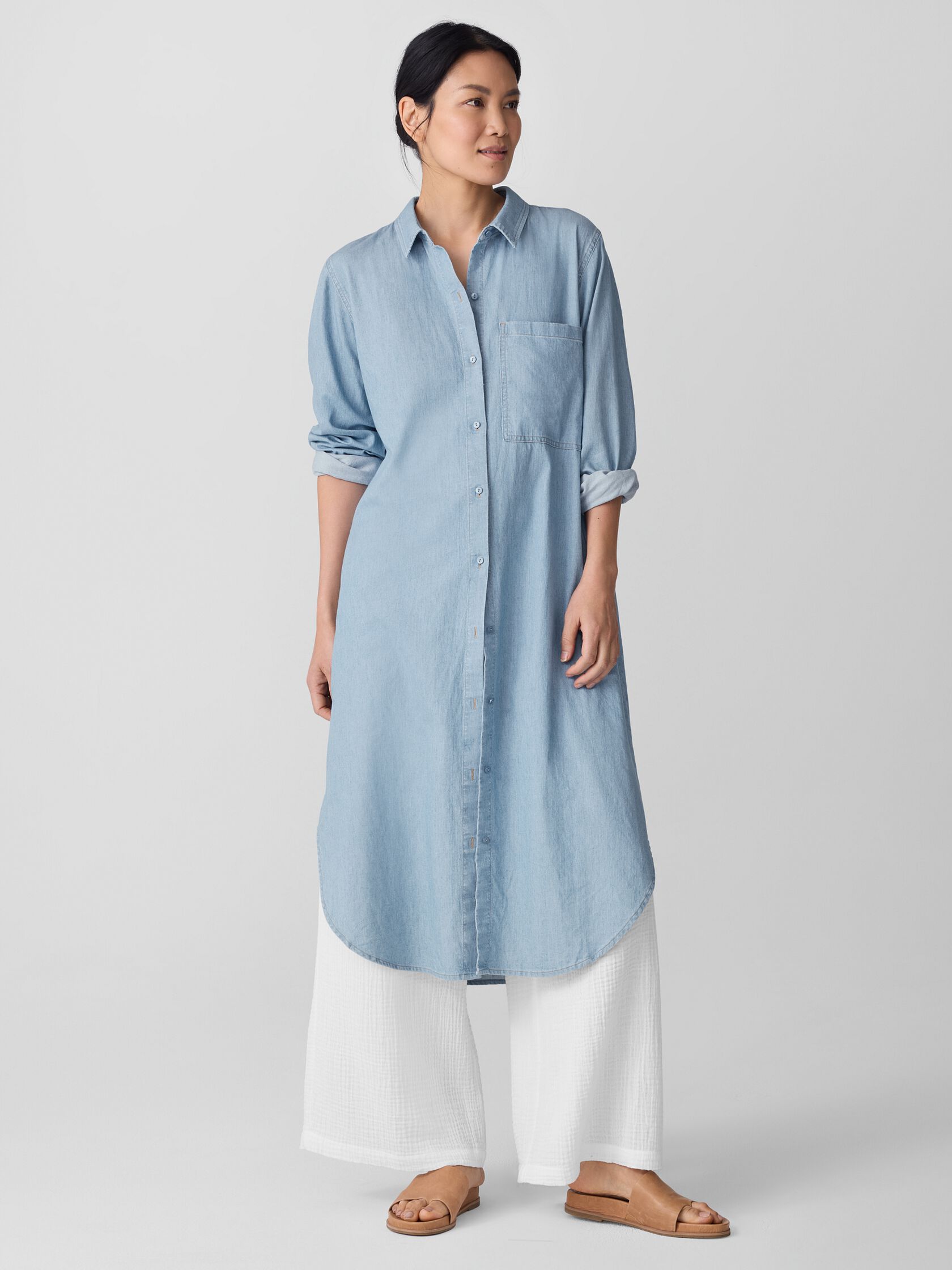 Airy Organic Cotton Twill Shirtdress