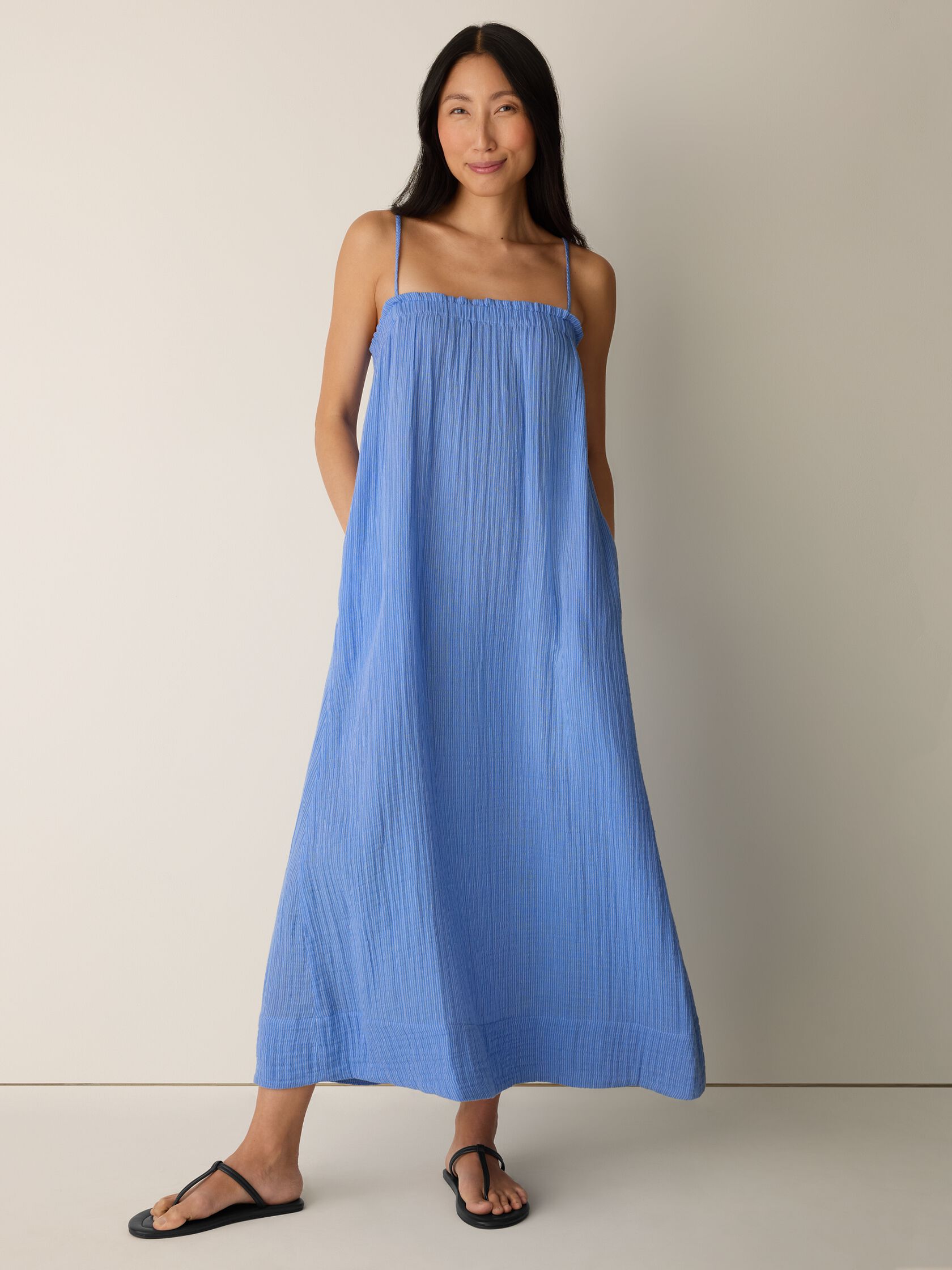 Striped Organic Cotton Gauze Cami Dress
