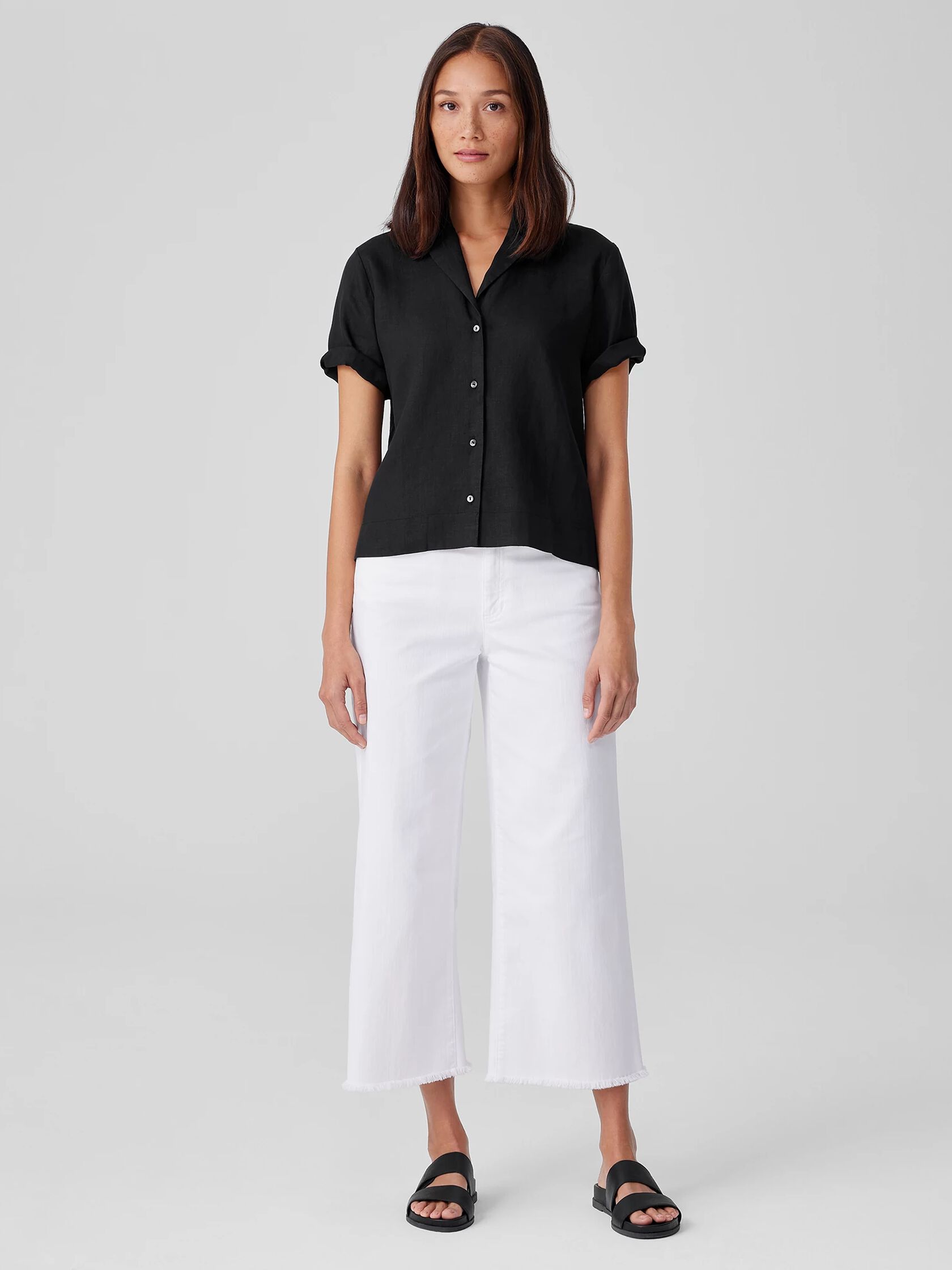 Handkerchief Linen Notch Collar Shirt