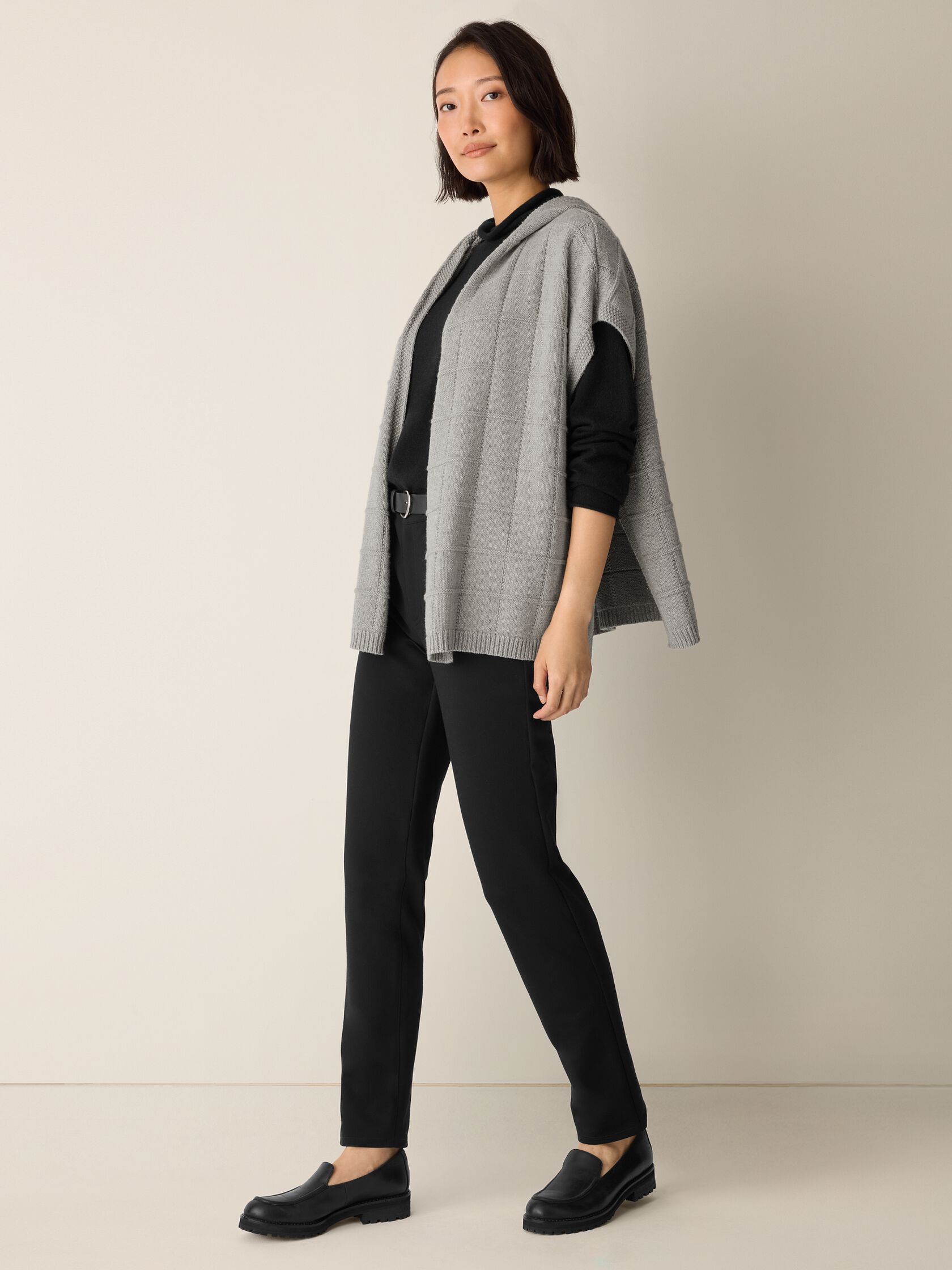 Cotton and Recycled Cashmere Hooded Poncho