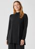 Sandwashed Cupro Knit Mock Neck Top