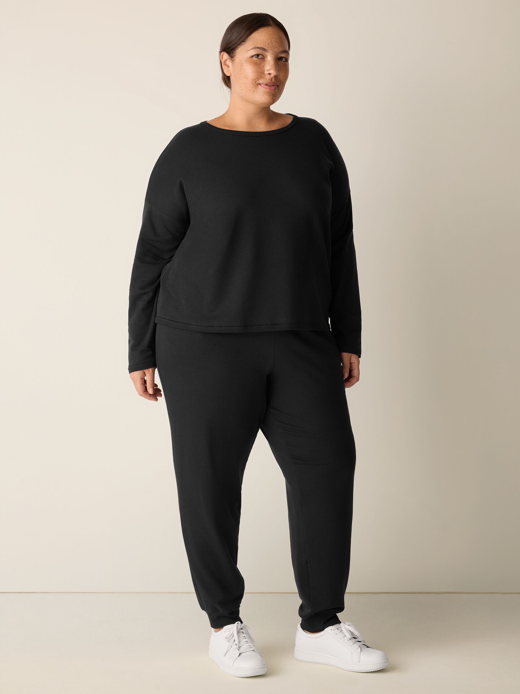 Cozy Brushed Terry Hug Round Neck Box-Top