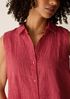 Puckered Organic Linen Grid Sleeveless Shirt