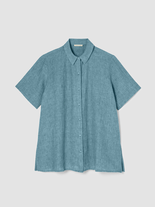 Washed Organic Linen Délavé Short-Sleeve Shirt
