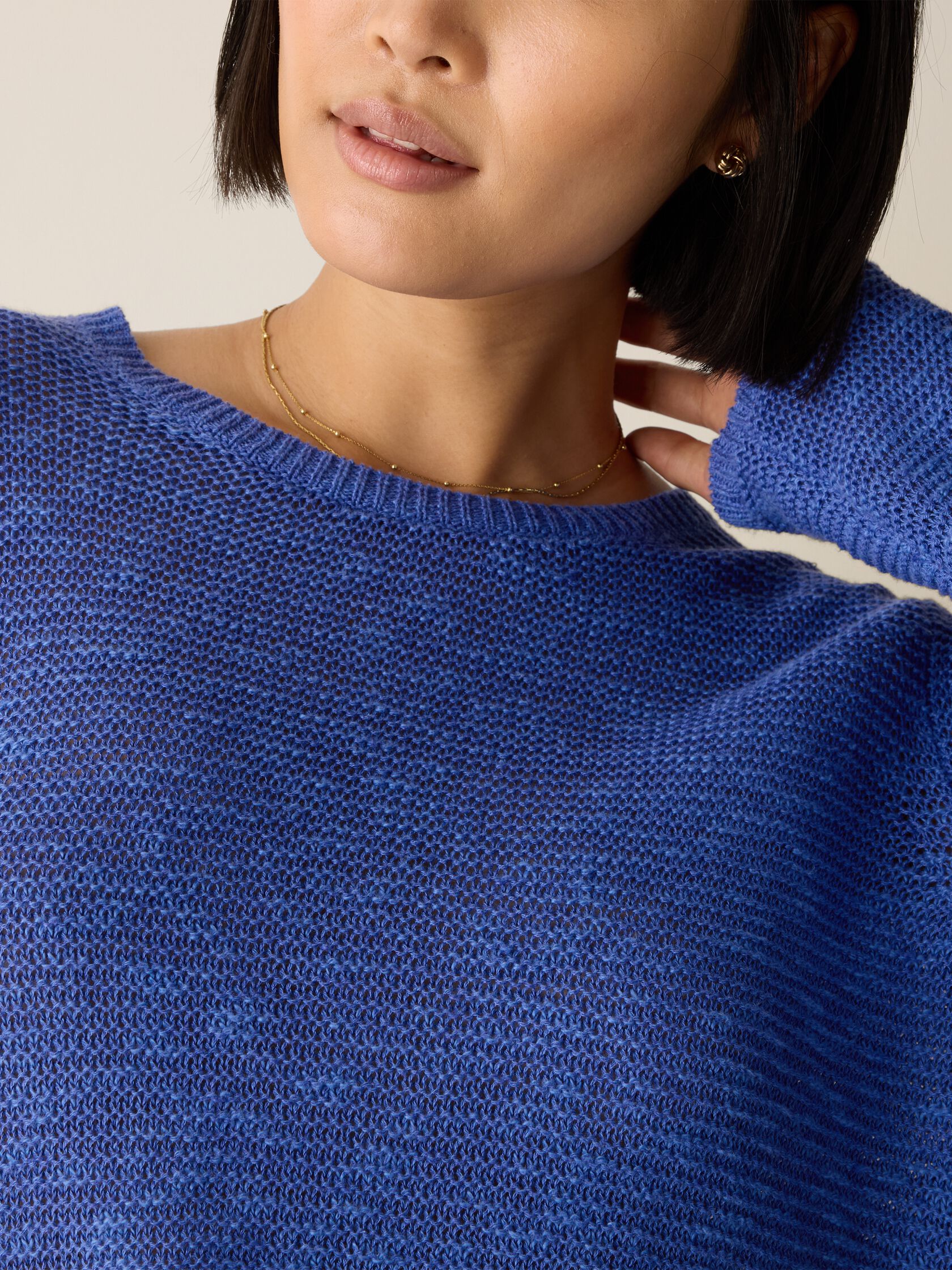 Organic Linen Cotton Slub Crew Neck Top