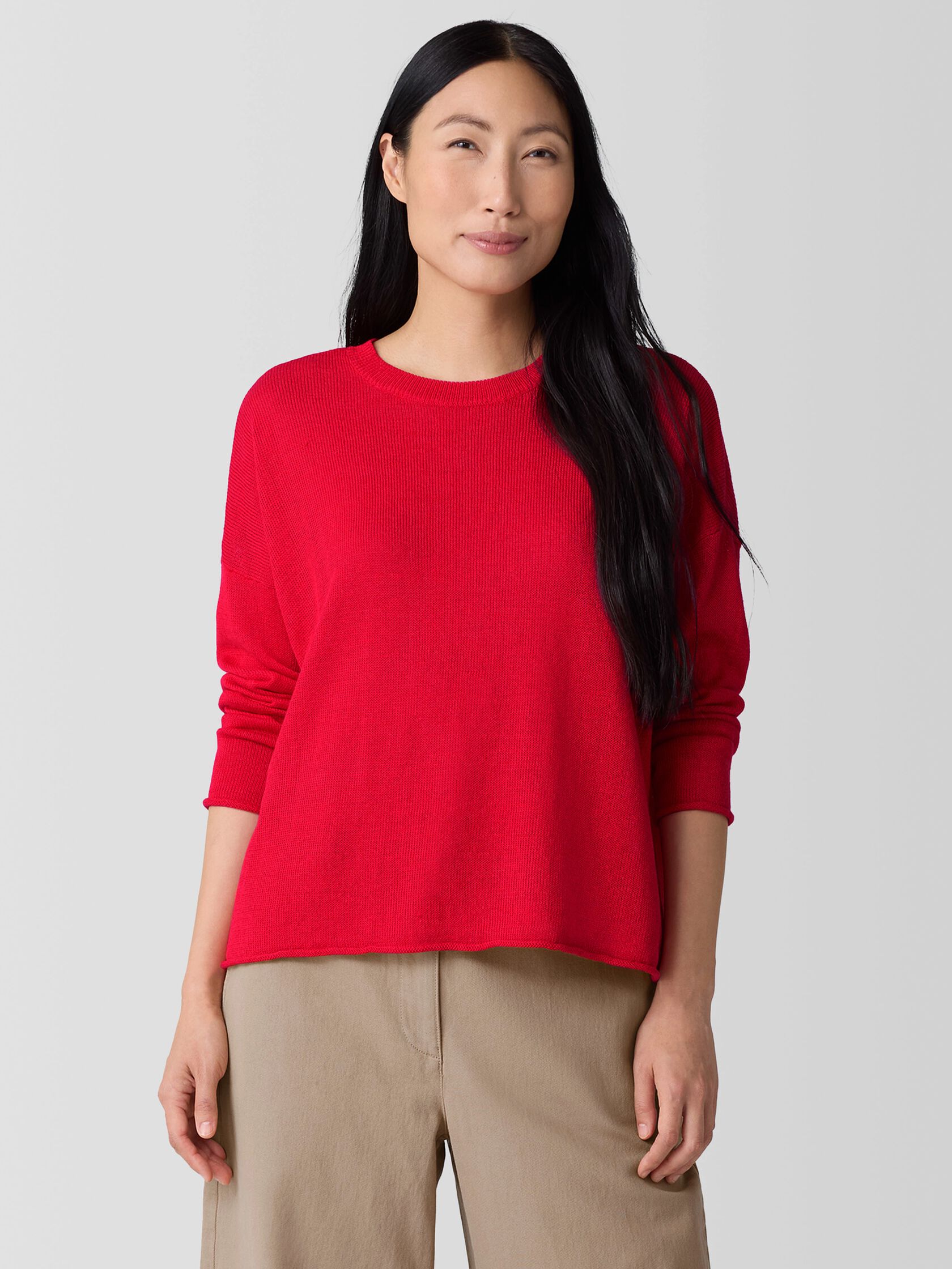 Organic Linen Cotton Cord Crew Neck Top