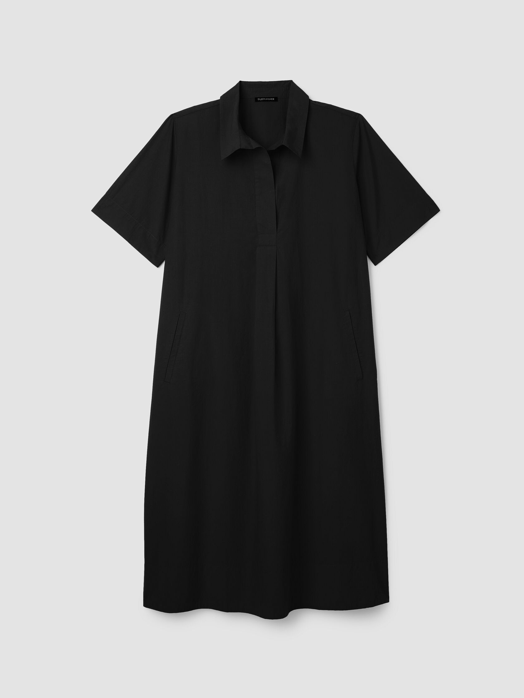 Washed Organic Cotton Poplin Split Neck Dress