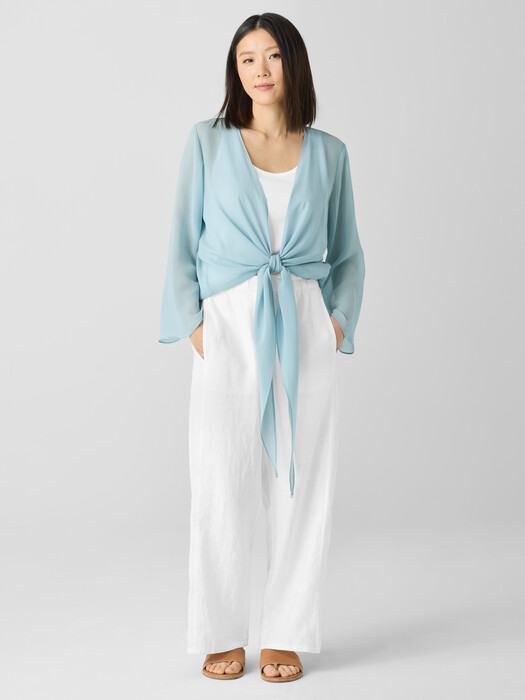 Sheer Silk Georgette Tie Jacket