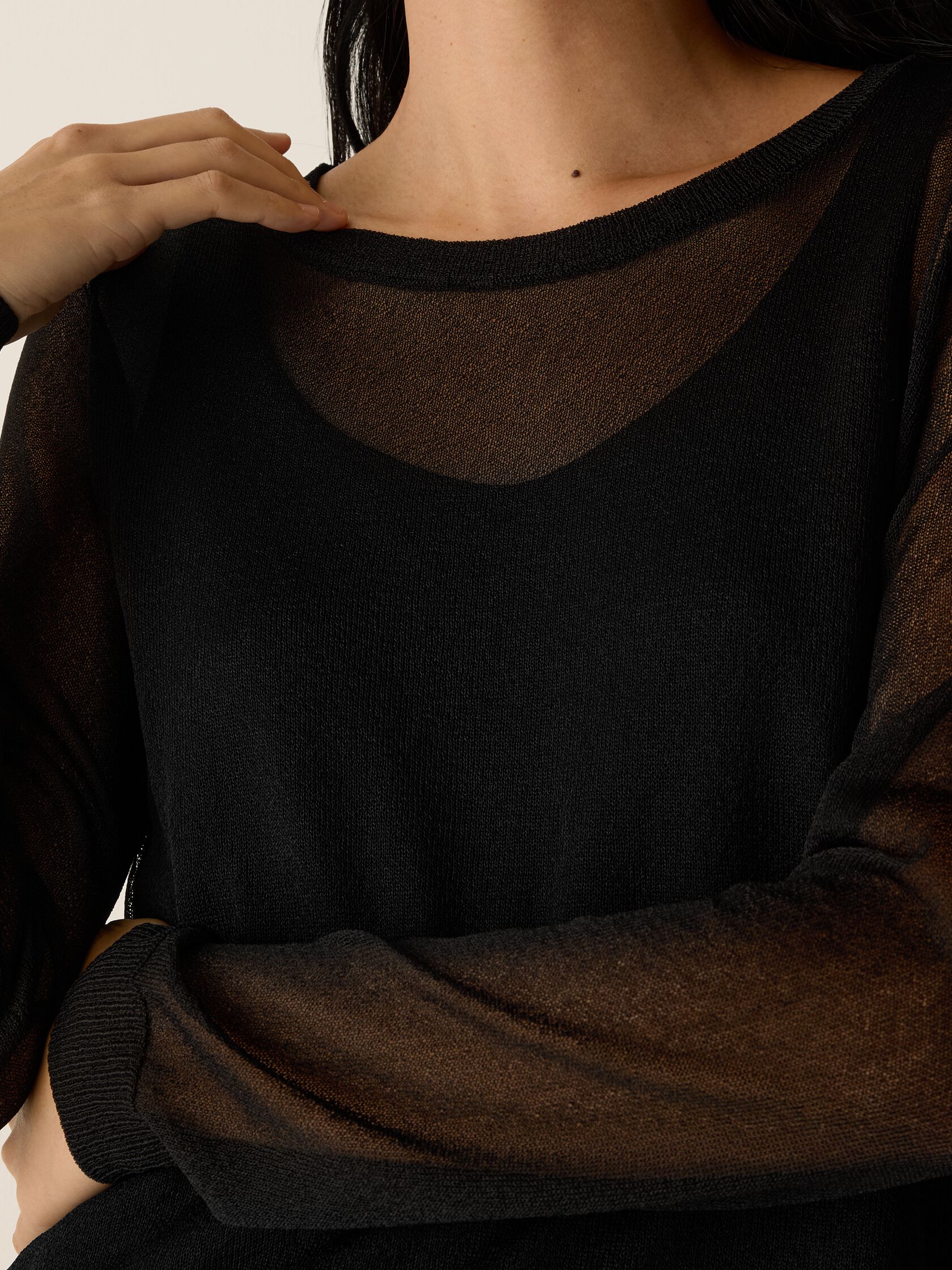 Gossamer Viscose Wedge Crew Neck Top