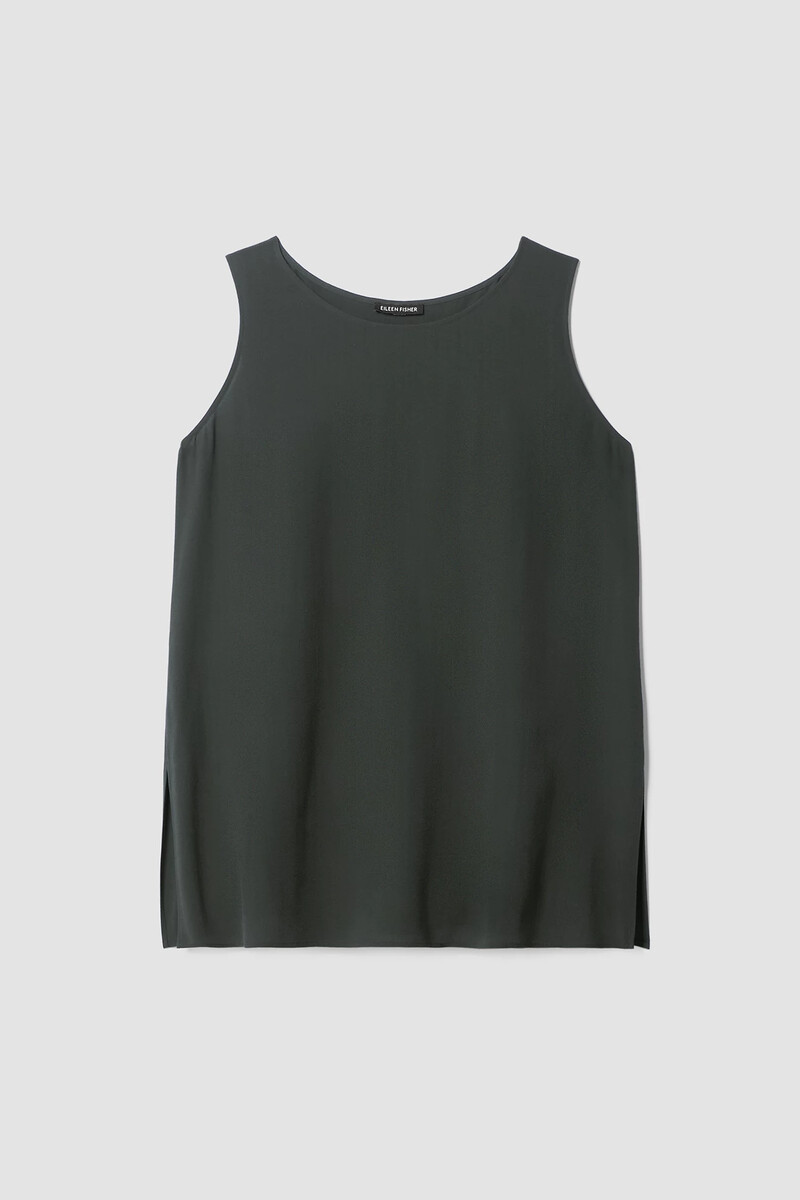 Silk Georgette Crepe Ballet Neck Long Tank Silk Georgette Crepe Ballet Neck Long Tank