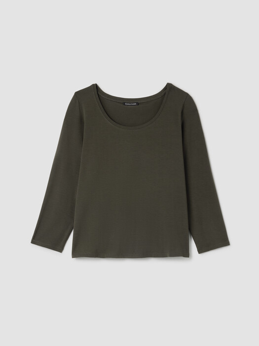 Stretch Jersey Knit Scoop Neck Top