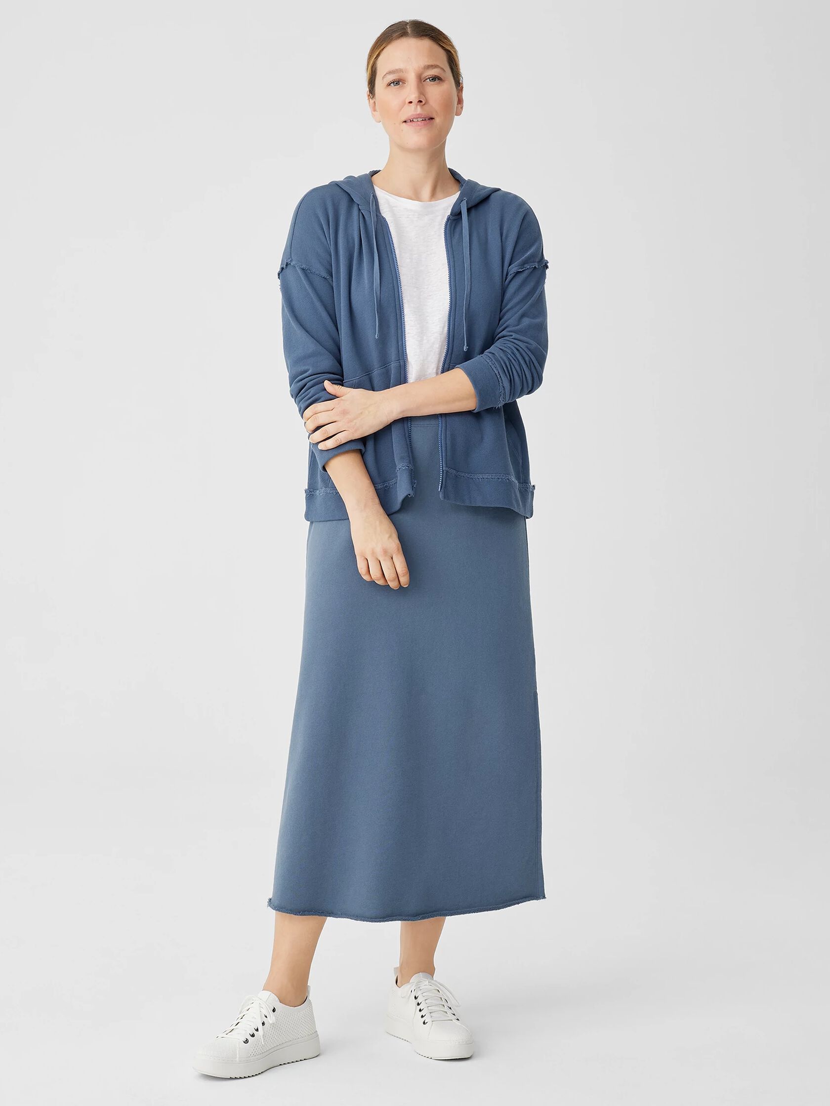 Lightweight Organic Cotton Terry Hooded Top