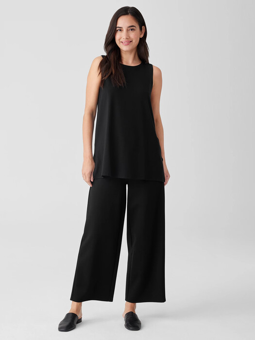 Stretch Jersey Knit Crew Neck Long Tank