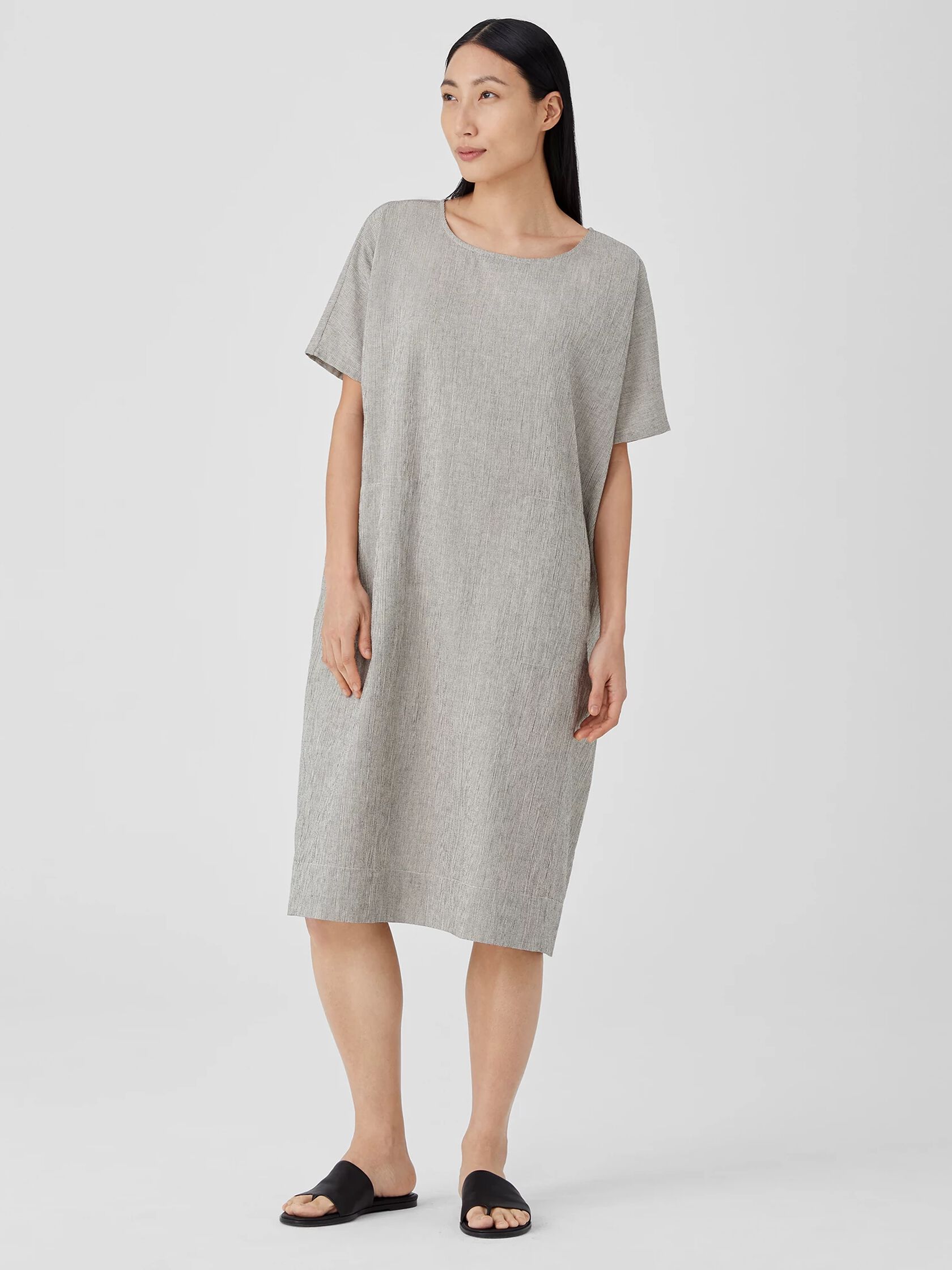 Organic Cotton Linen Ticking Stripe Dress